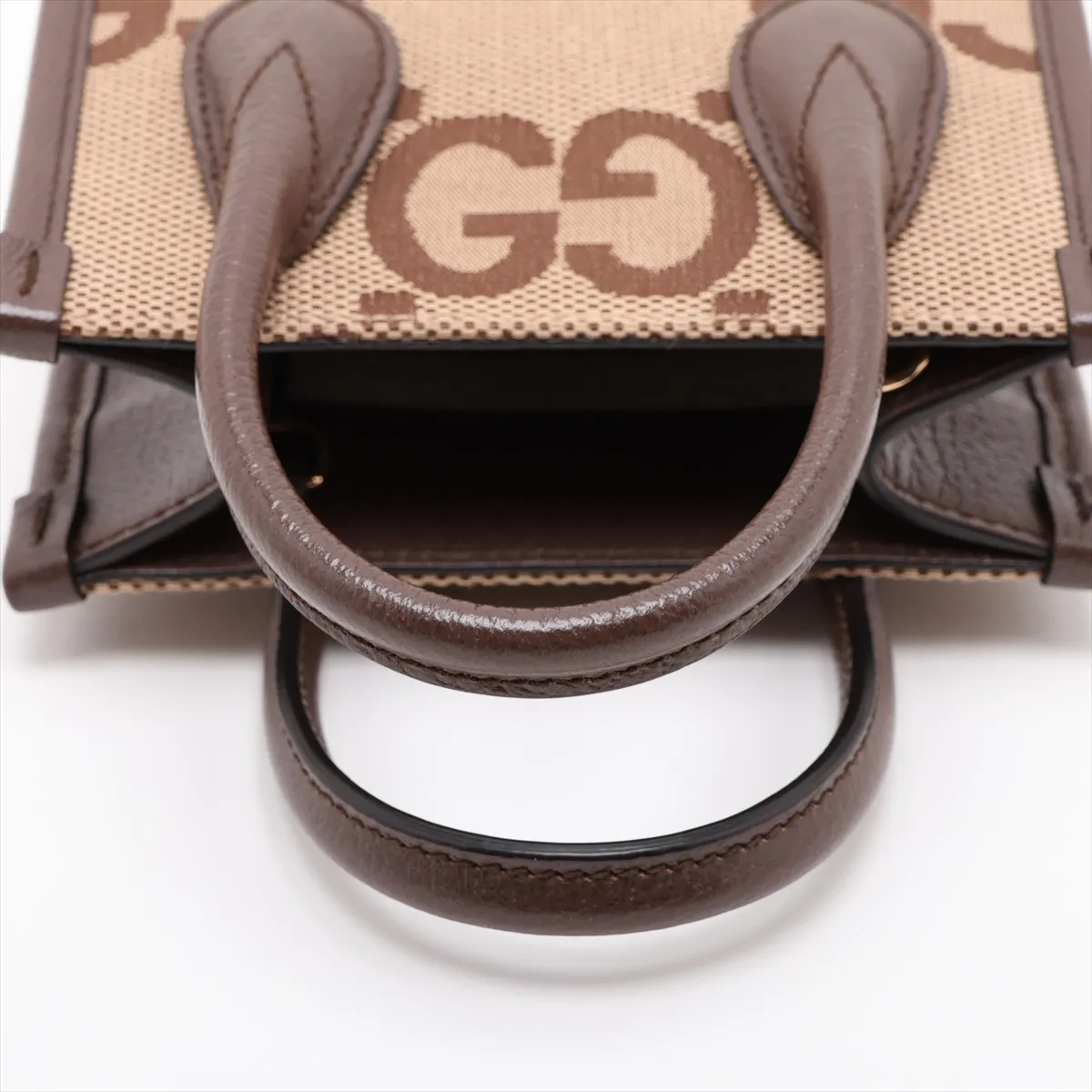Jumbo GG Canvas x Leather 2-Way Handbag, Beige x Brown, 699406 — view 5