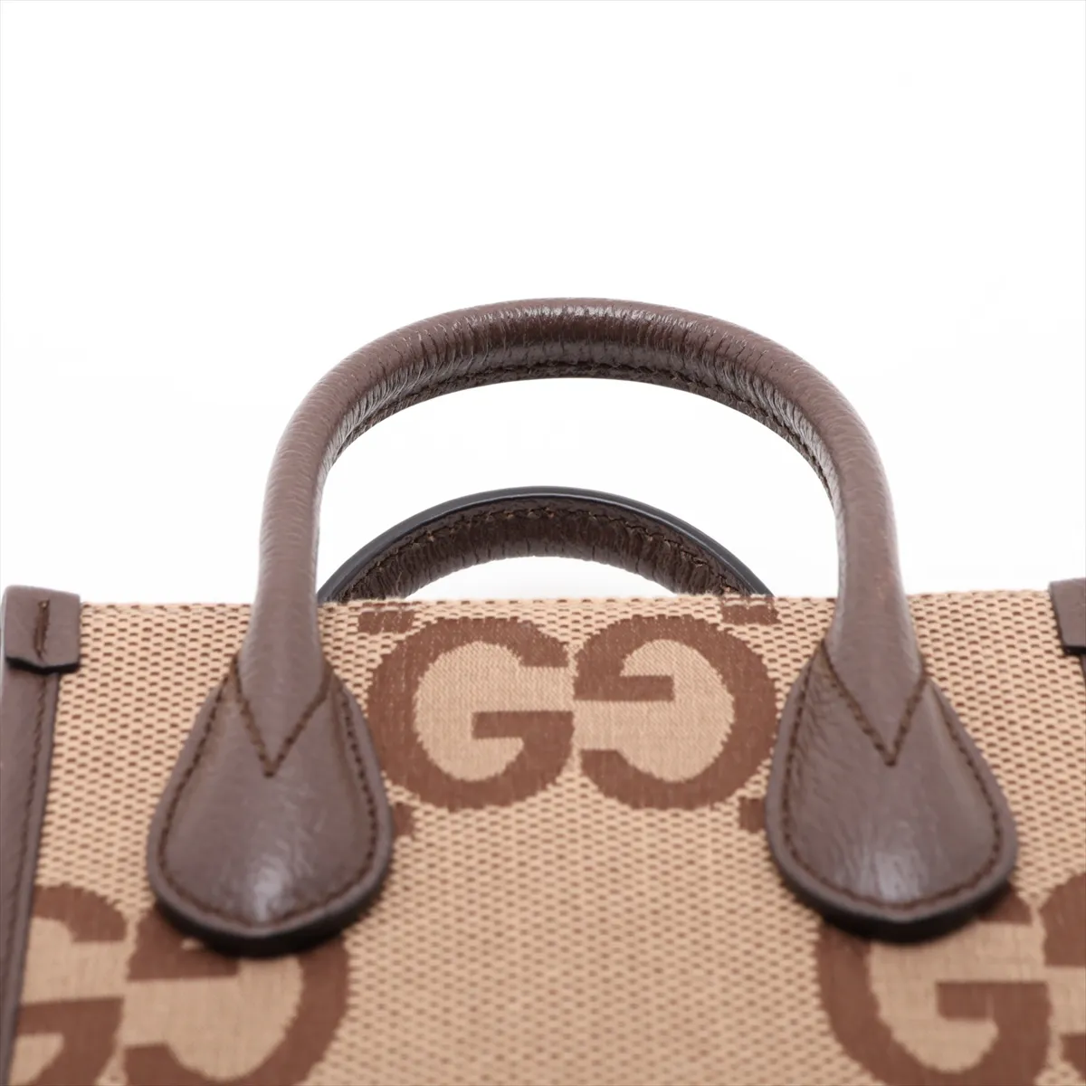 Jumbo GG Canvas x Leather 2-Way Handbag, Beige x Brown, 699406 — view 6