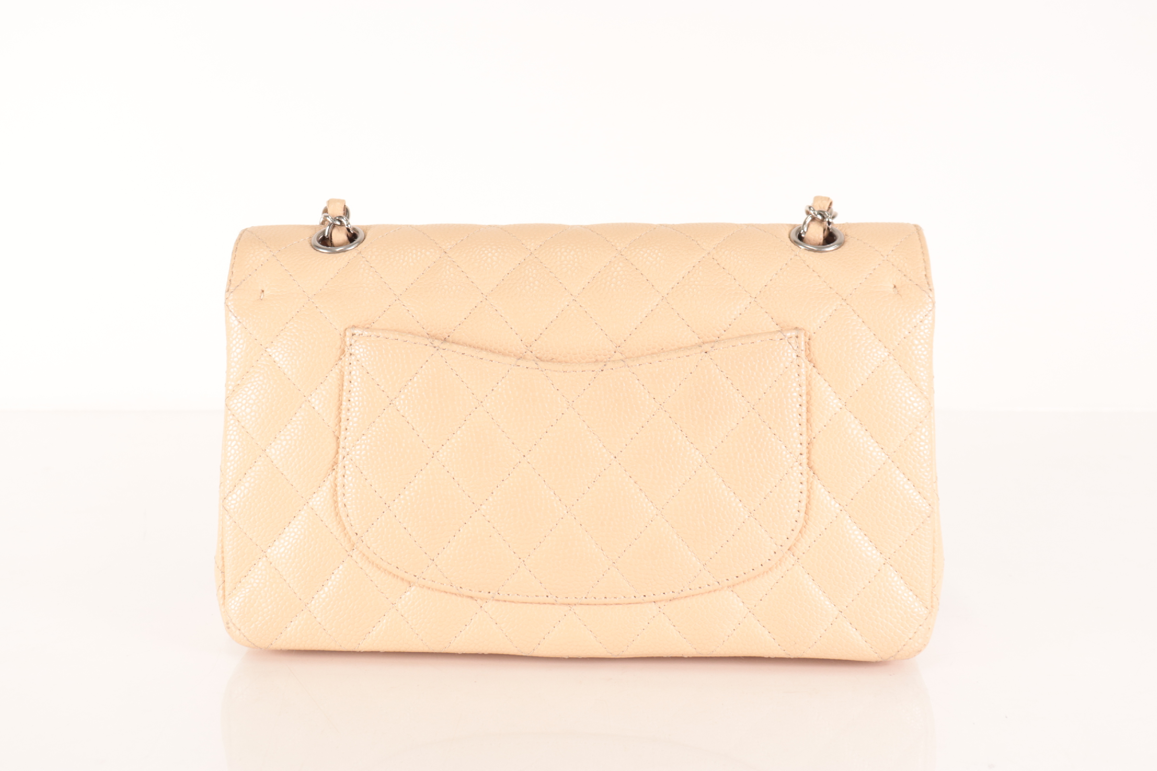 Double Flap 25 Caviar Leather Silver Hardware Beige Serial Number 12-series Shoulder Bag — view 3