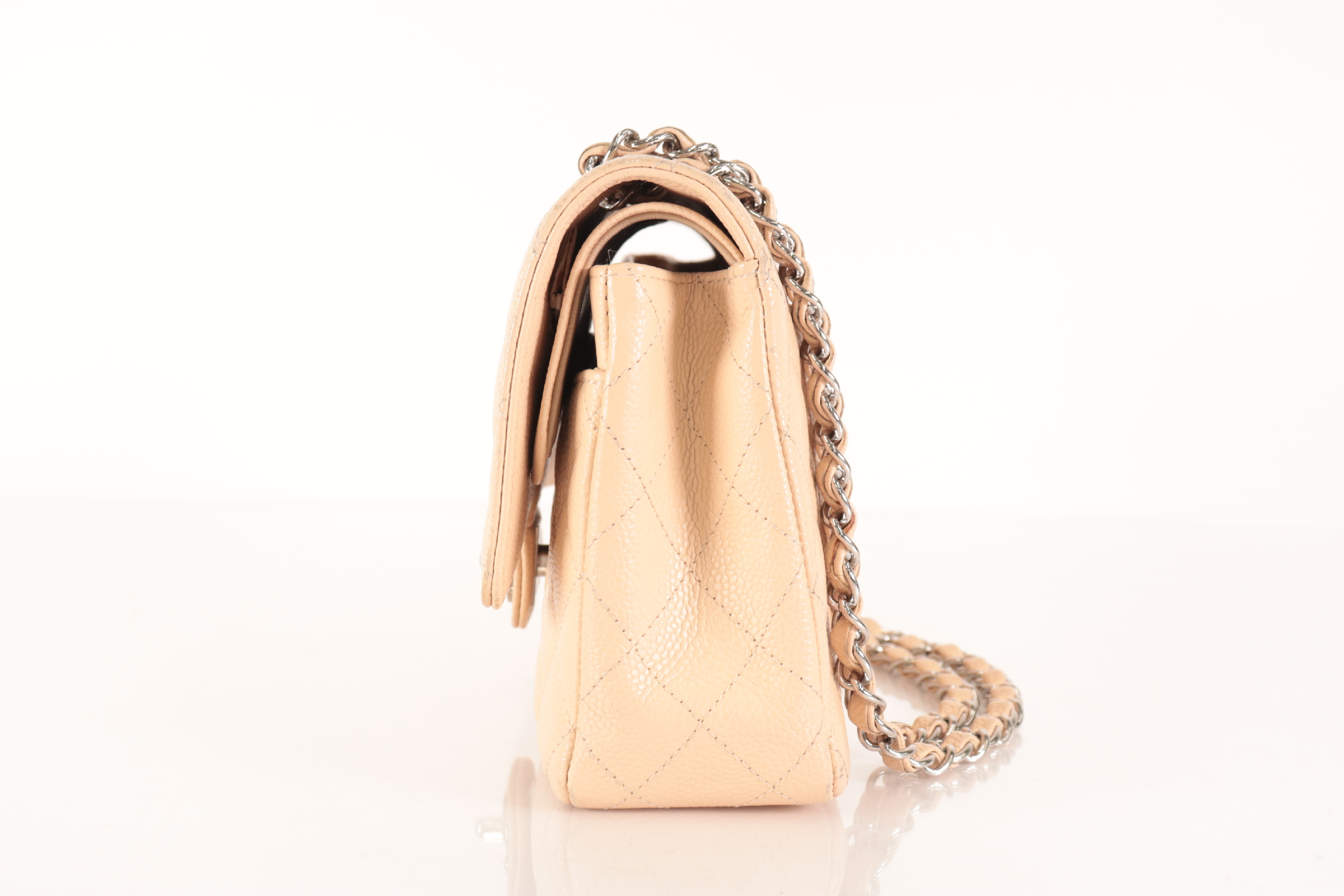 Double Flap 25 Caviar Leather Silver Hardware Beige Serial Number 12-series Shoulder Bag — view 5