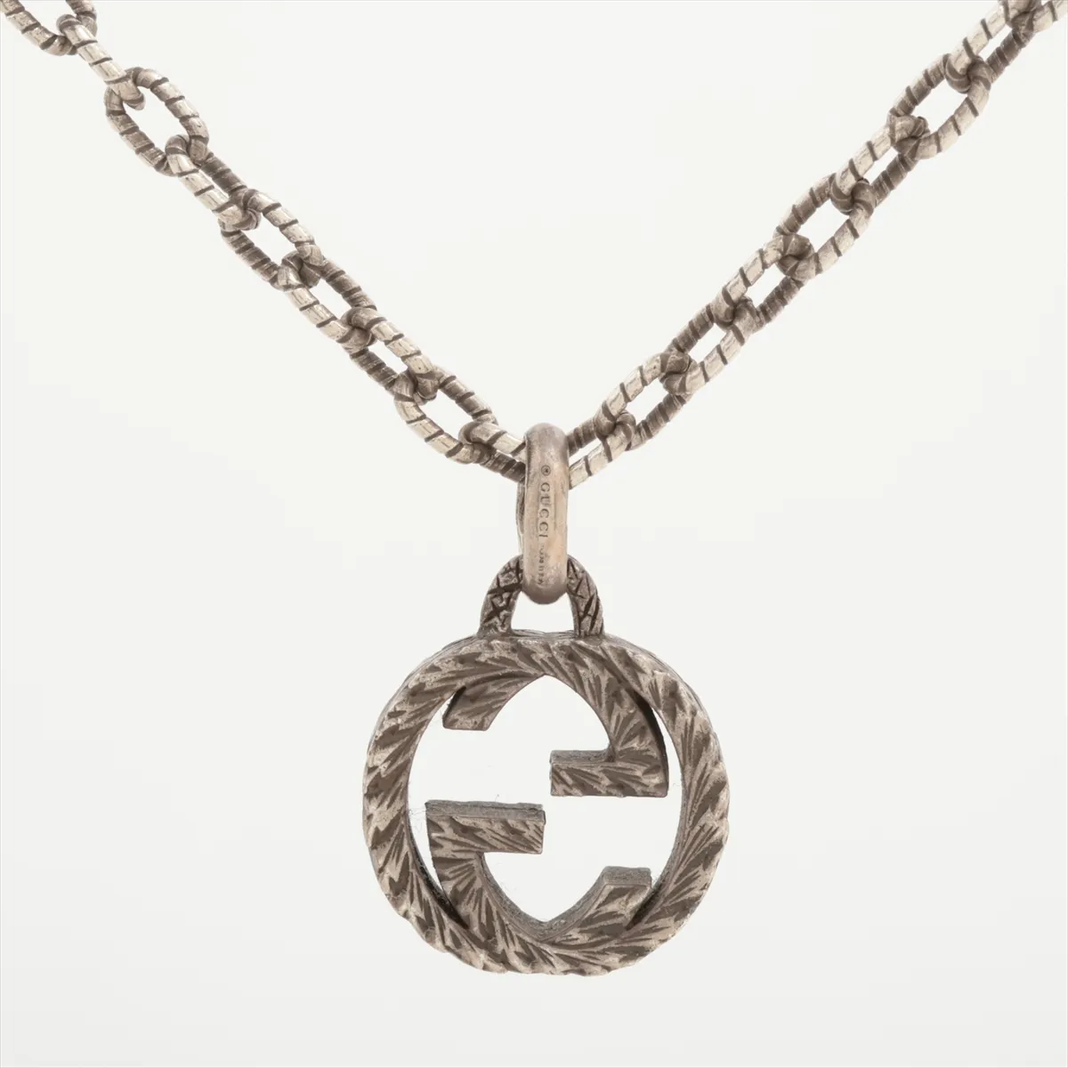 Interlocking G Arabesque Necklace, 925 Sterling Silver, 18.3g. Shows signs of wear including — view 2
