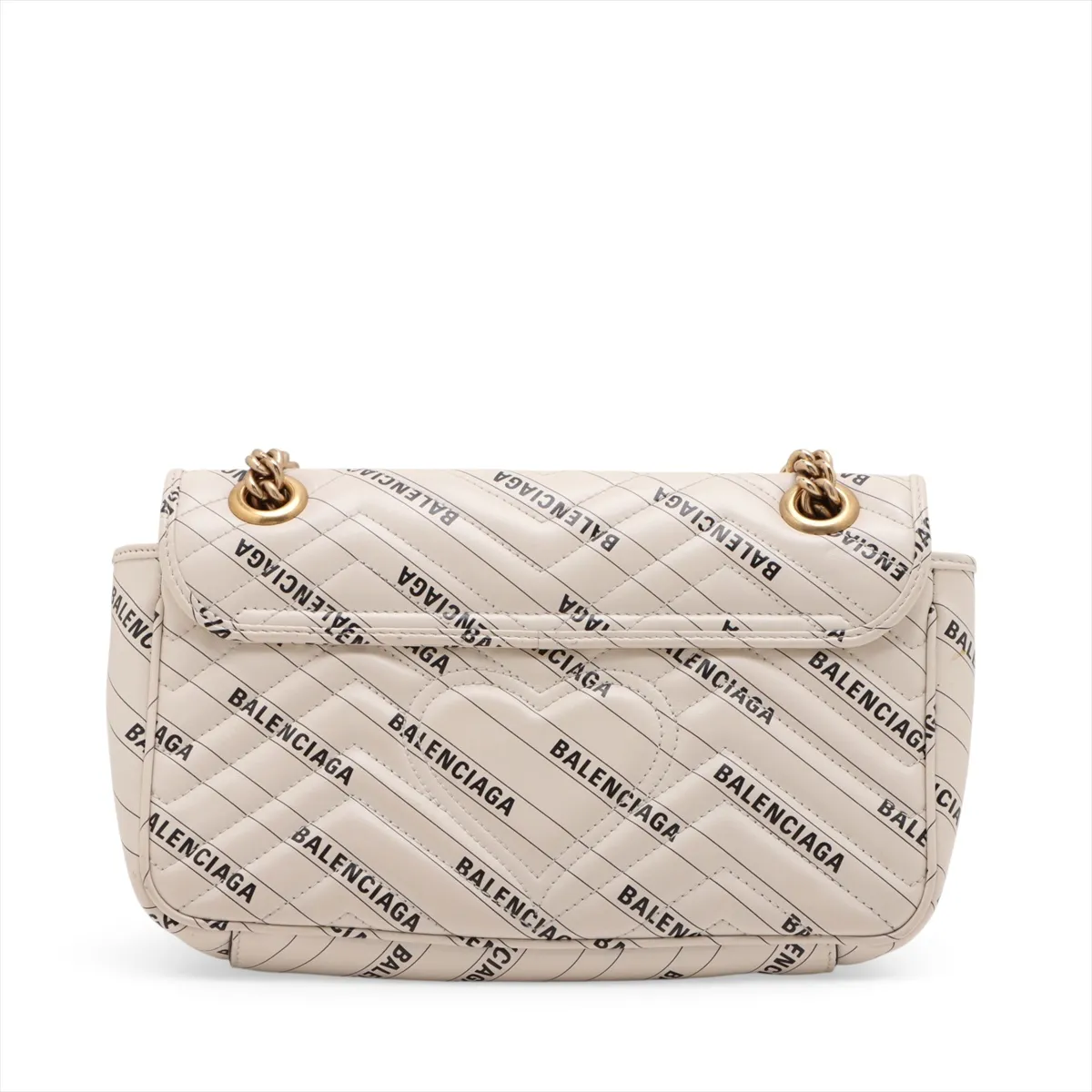 x Balenciaga GG Marmont Leather Chain Shoulder Bag, Beige, 443497 — view 2
