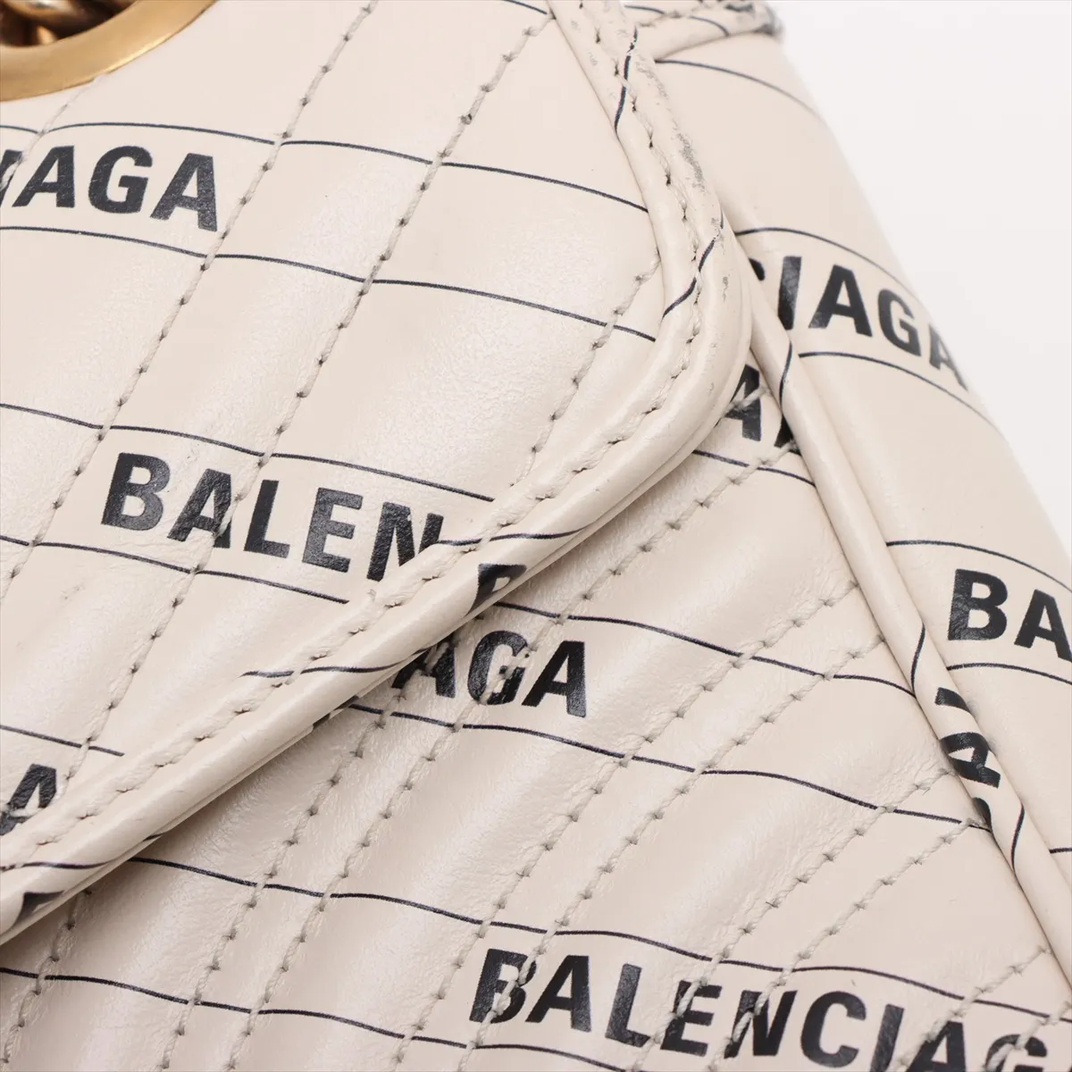 x Balenciaga GG Marmont Leather Chain Shoulder Bag, Beige, 443497 — view 12