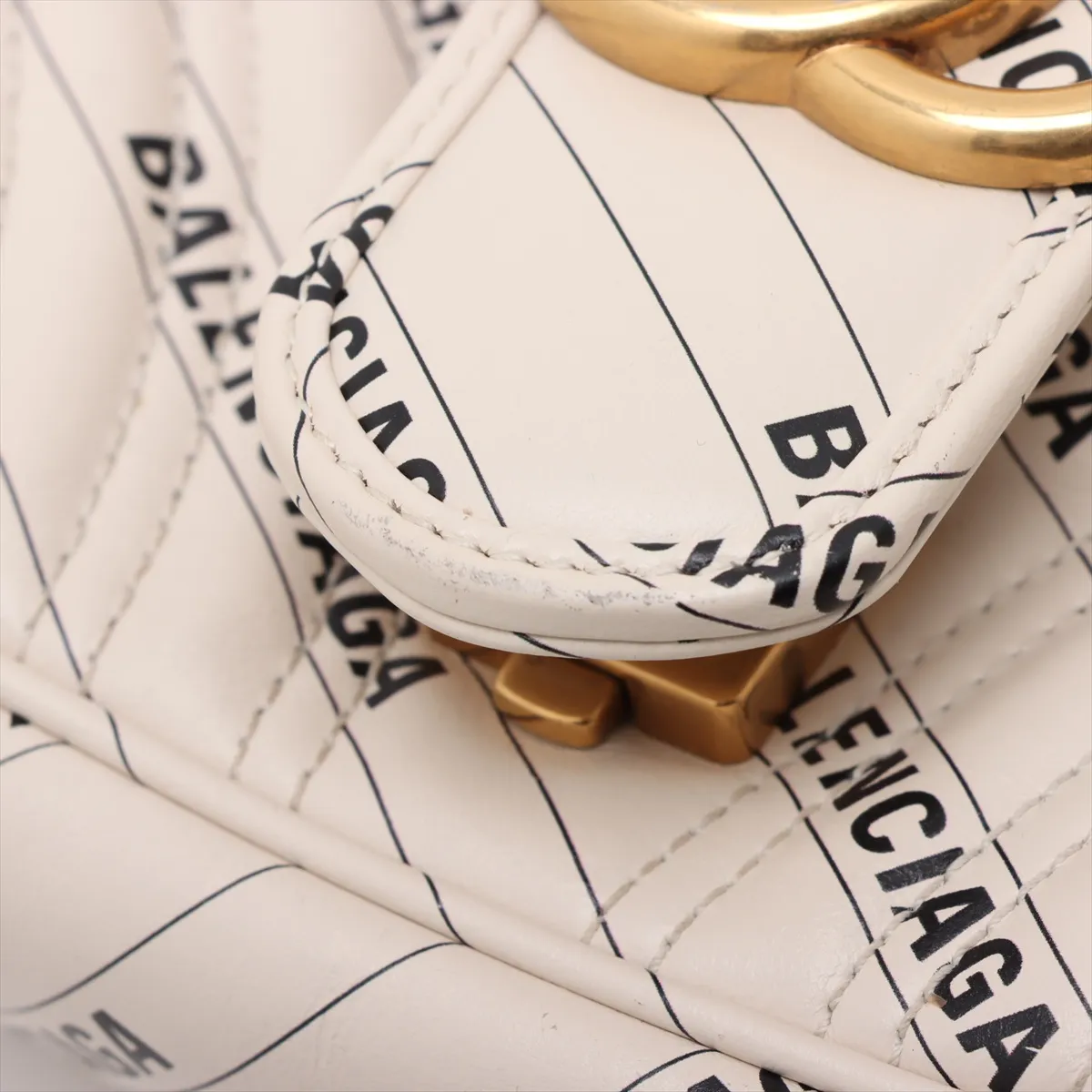 x Balenciaga GG Marmont Leather Chain Shoulder Bag, Beige, 443497 — view 10