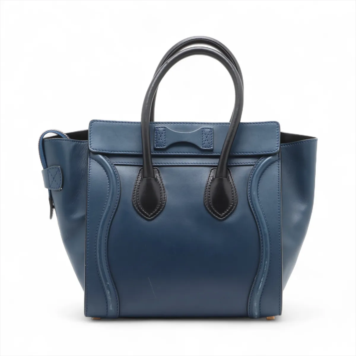 Luggage Micro Shopper Leather Handbag Navy x Black — view 2
