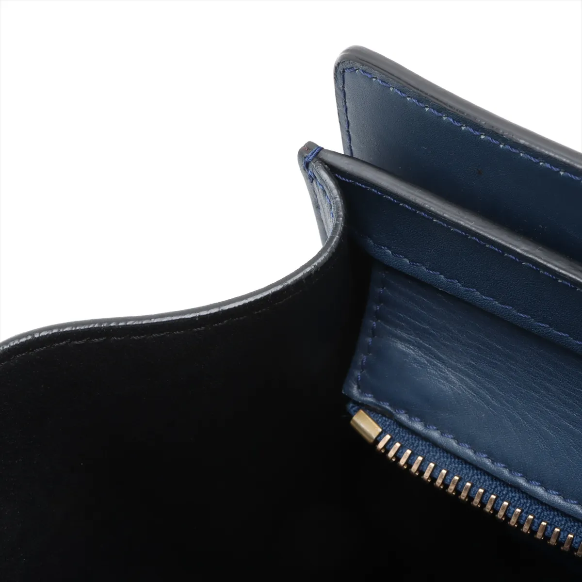 Luggage Micro Shopper Leather Handbag Navy x Black — view 11