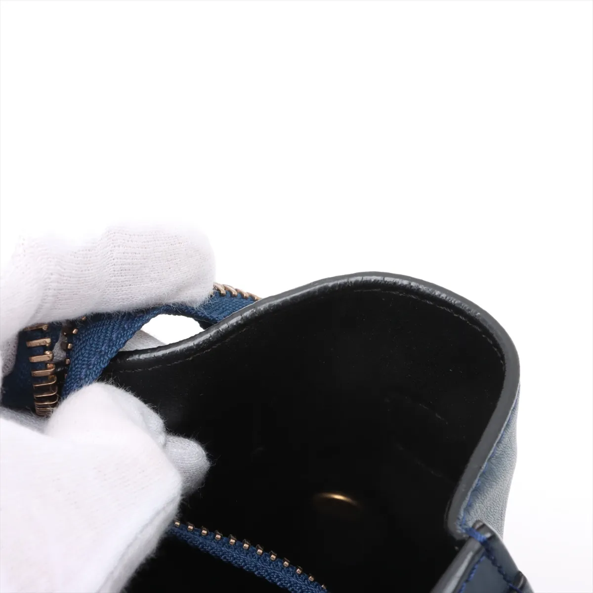 Luggage Micro Shopper Leather Handbag Navy x Black — view 10