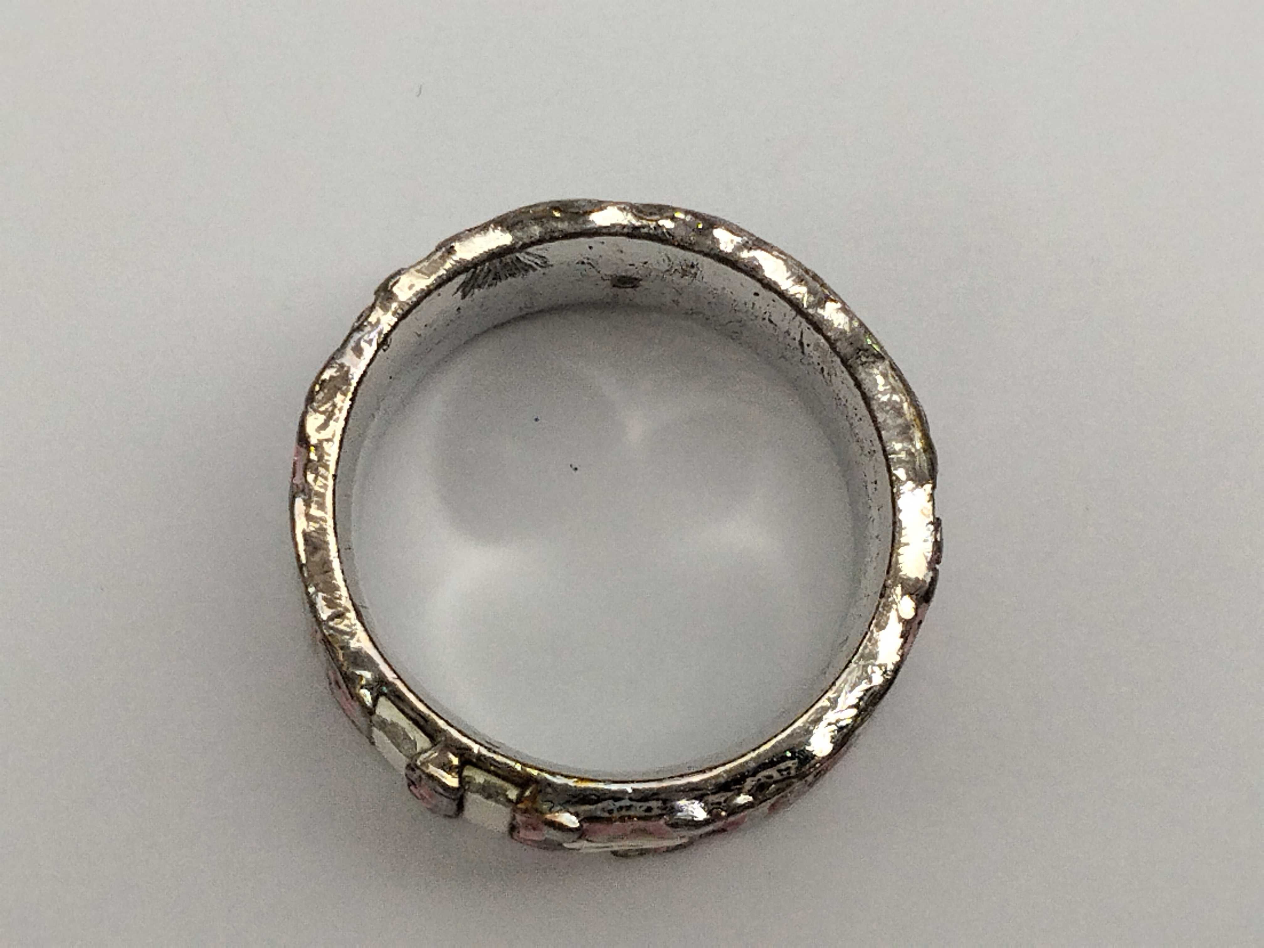 Trotter Line Number 2 Logo Pink White Silver Ring — view 6