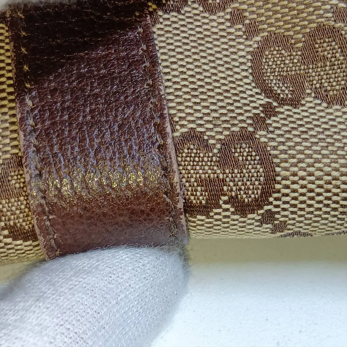 GG Canvas x Leather Handbag Beige x Brown — view 11