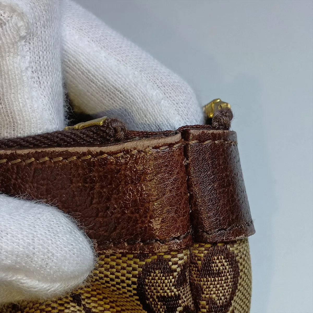 GG Canvas x Leather Handbag Beige x Brown — view 14