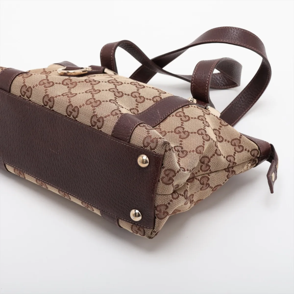 GG Canvas x Leather Handbag Beige x Brown — view 3