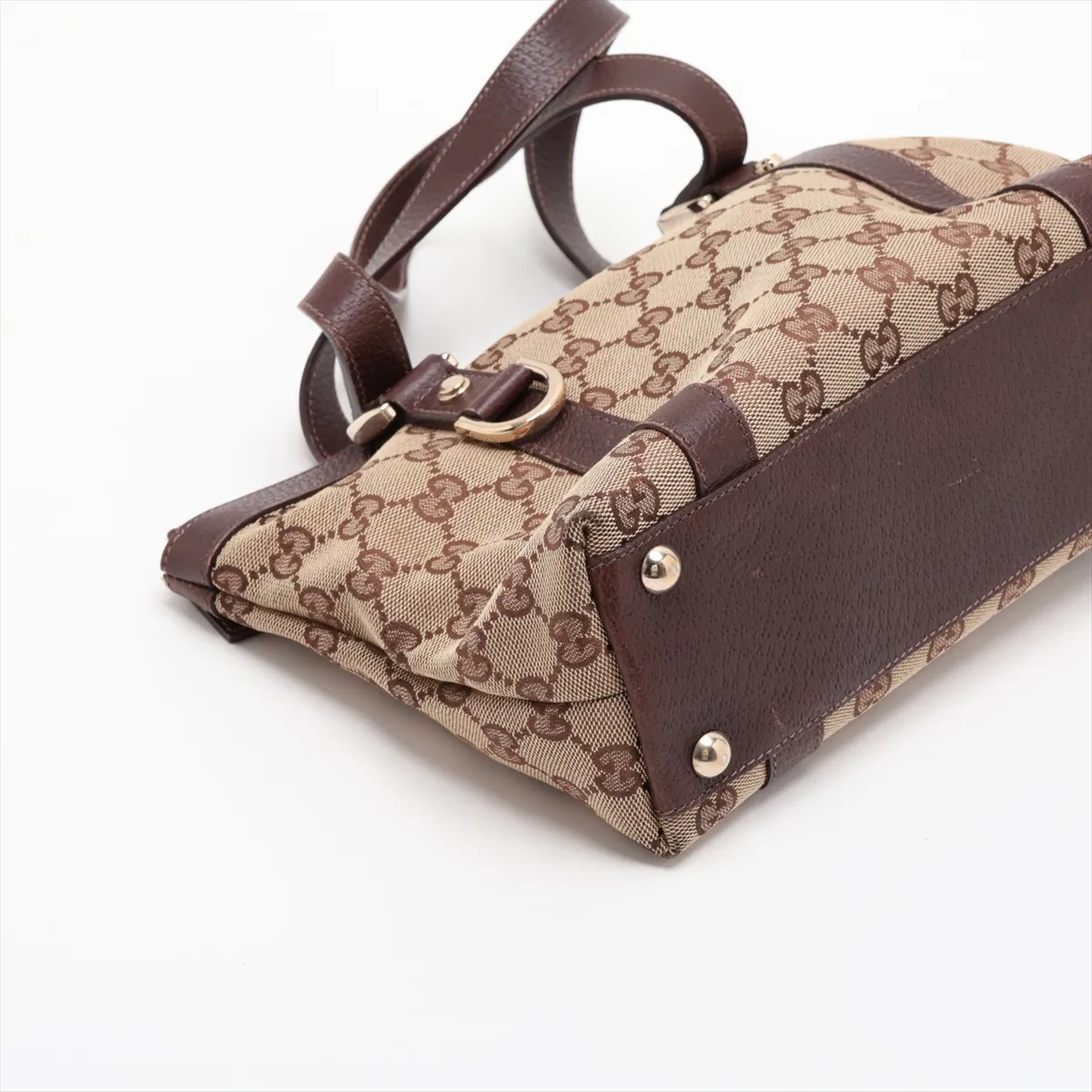 GG Canvas x Leather Handbag Beige x Brown — view 4