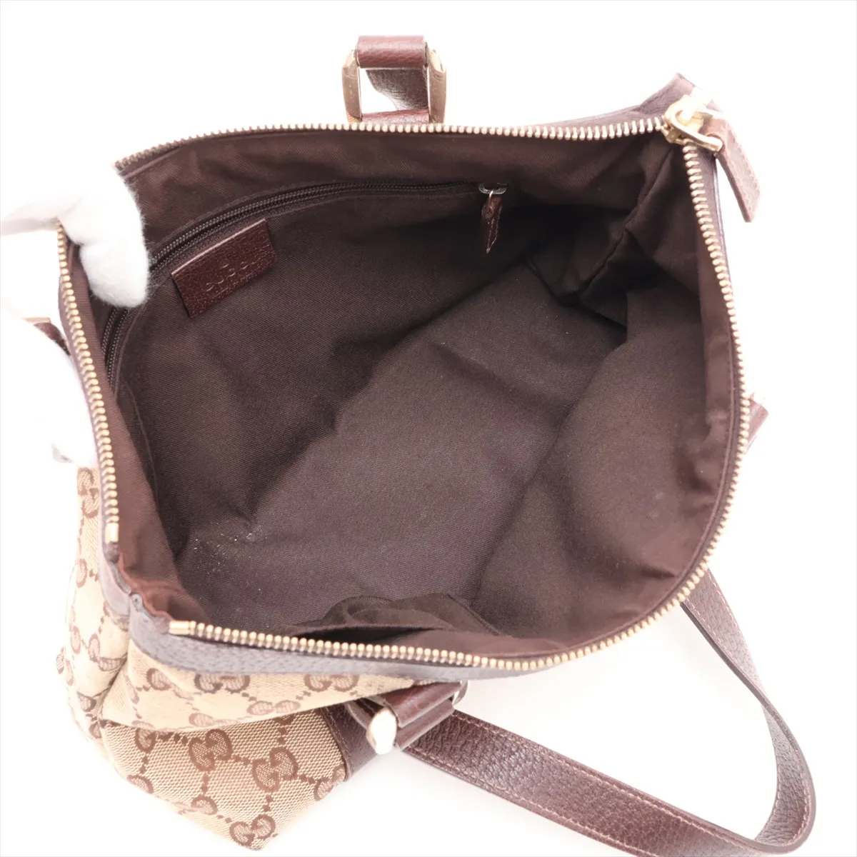 GG Canvas x Leather Handbag Beige x Brown — view 7