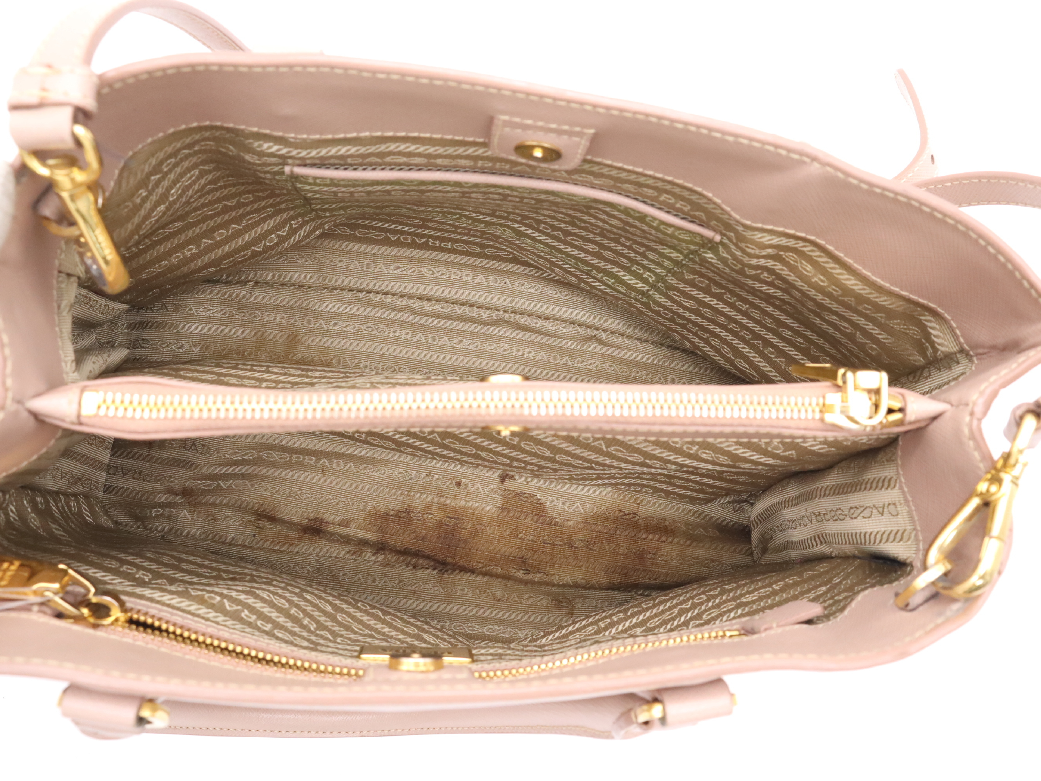 Leather Galleria 2-Way Handbag, Pink with Gold Hardware, Shoulder Strap, Clochette, and Card Holder. — view 11