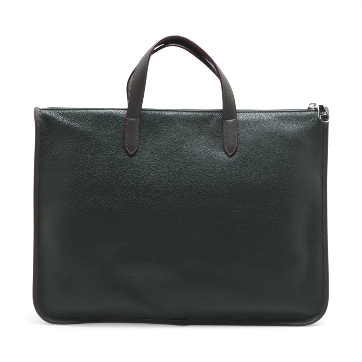 Leather Business Bag, Khaki — view 2