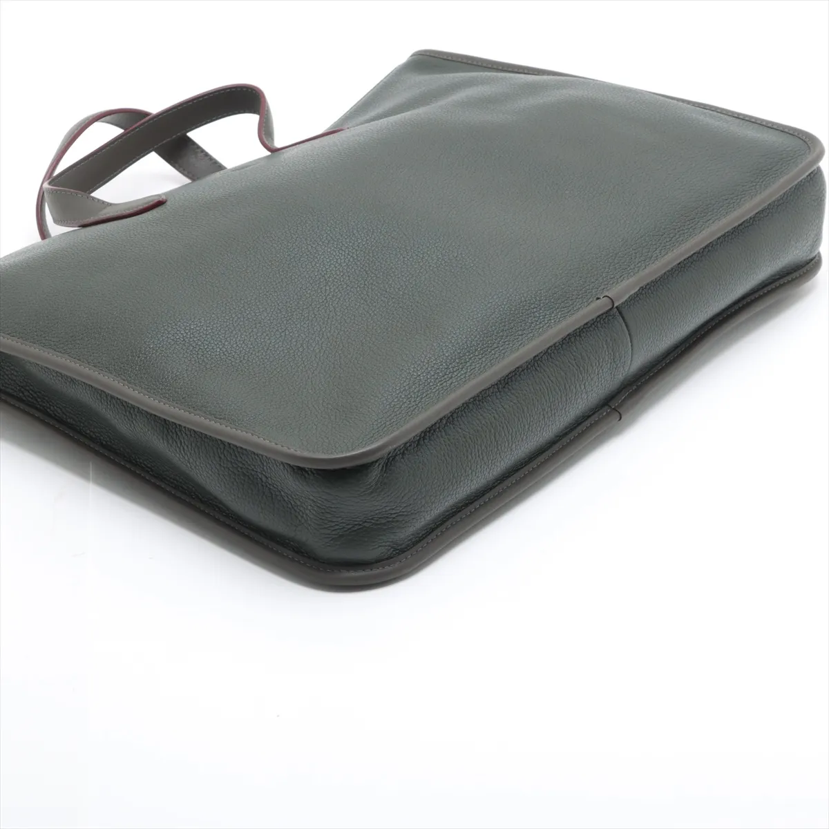 Leather Business Bag, Khaki — view 4