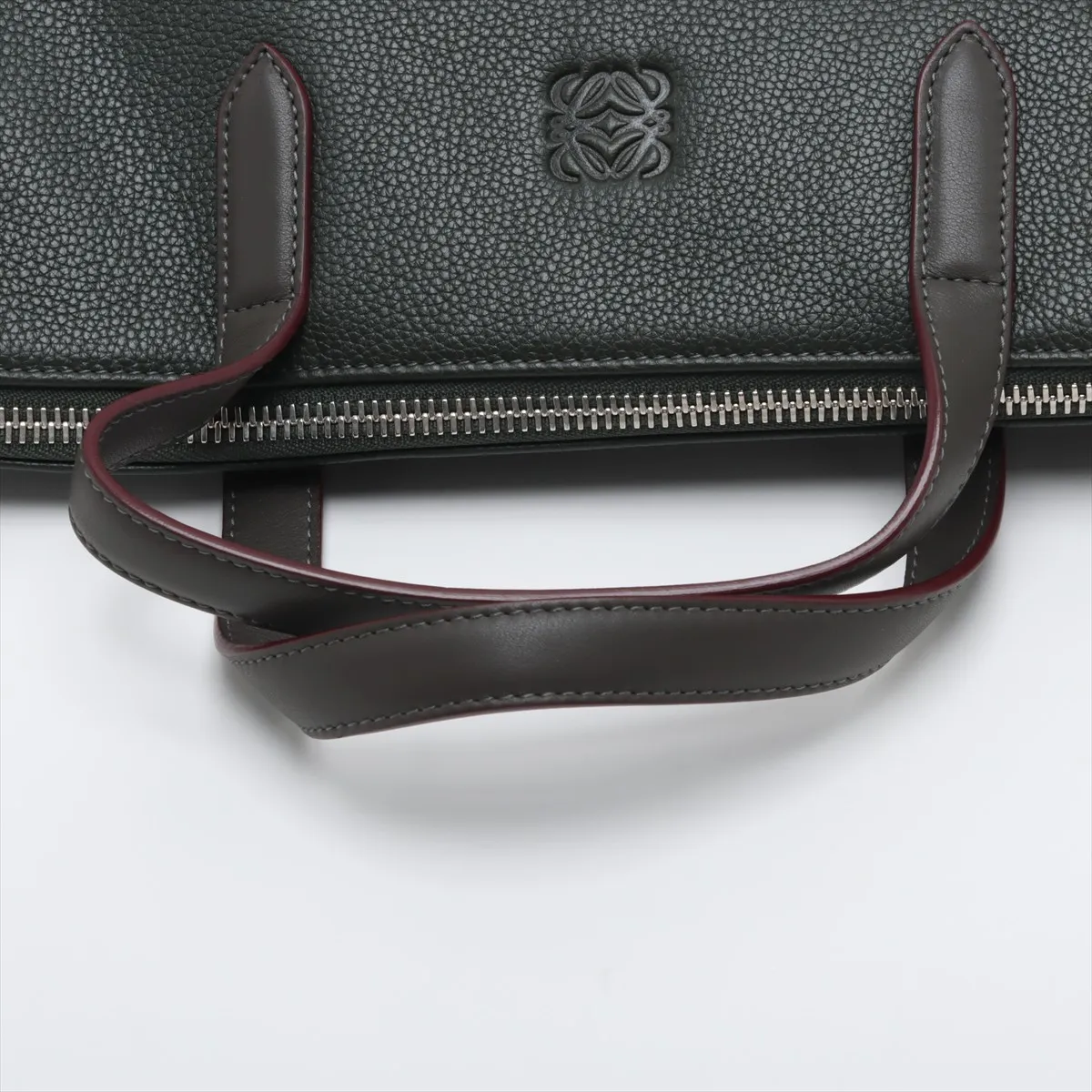 Leather Business Bag, Khaki — view 5