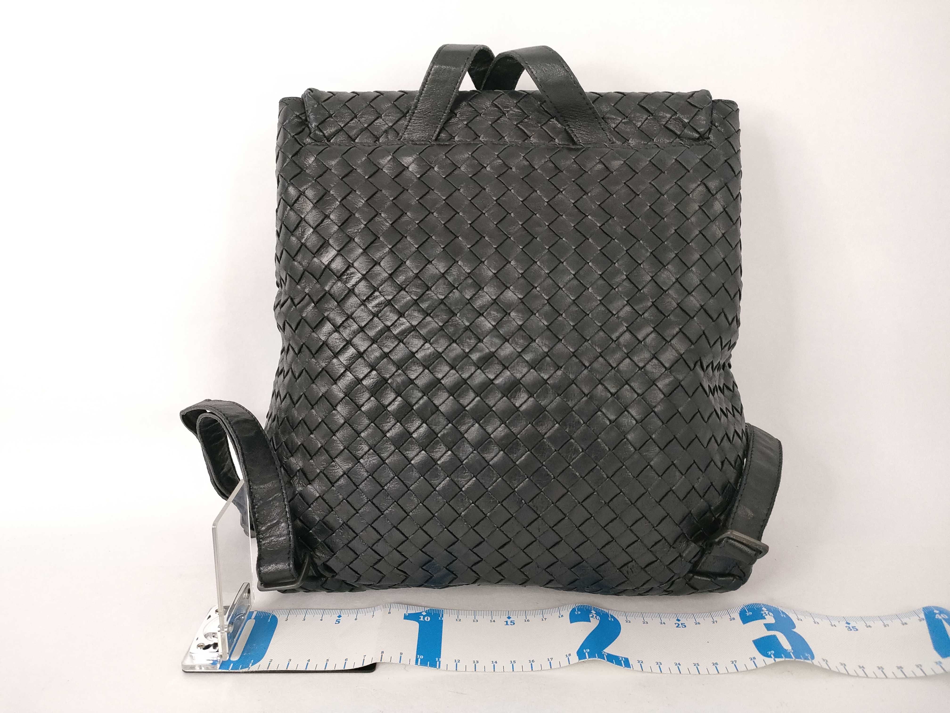 Intrecciato Leather Backpack, Black — view 2