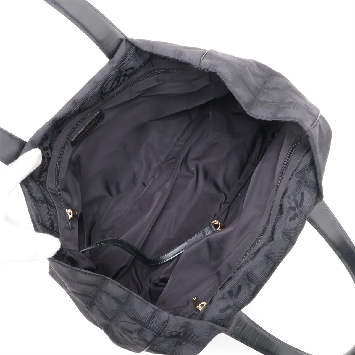 New Travel Line Nylon x Leather Handbag, Black with Gold Hardware, 8773132 (Serial Number 8) — view 7