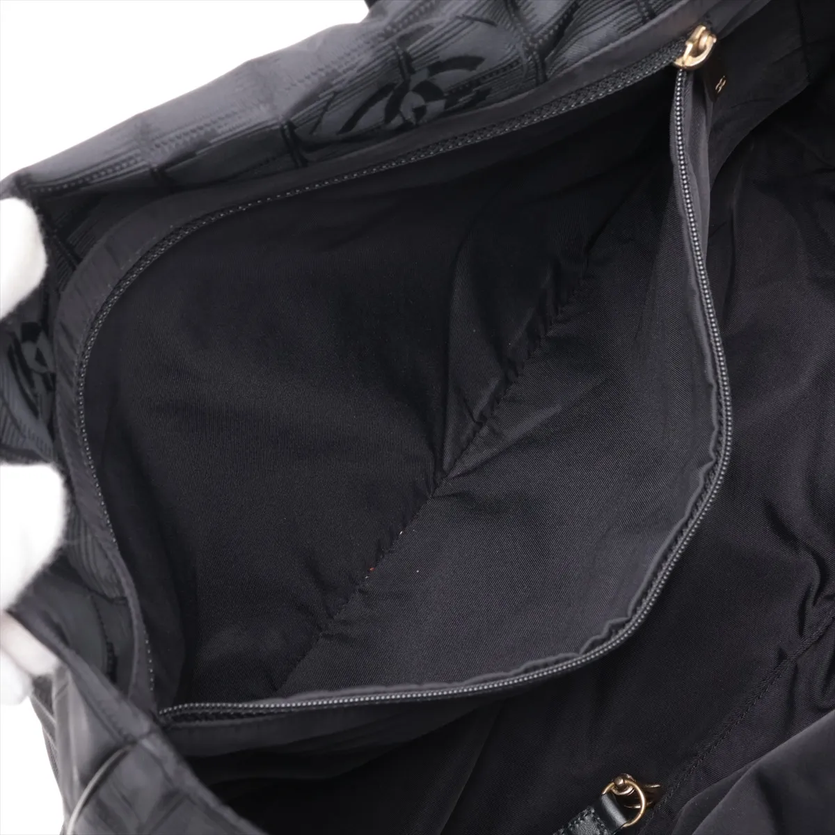 New Travel Line Nylon x Leather Handbag, Black with Gold Hardware, 8773132 (Serial Number 8) — view 8