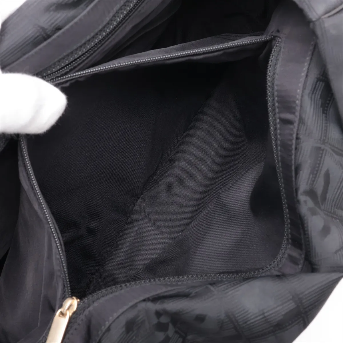 New Travel Line Nylon x Leather Handbag, Black with Gold Hardware, 8773132 (Serial Number 8) — view 9