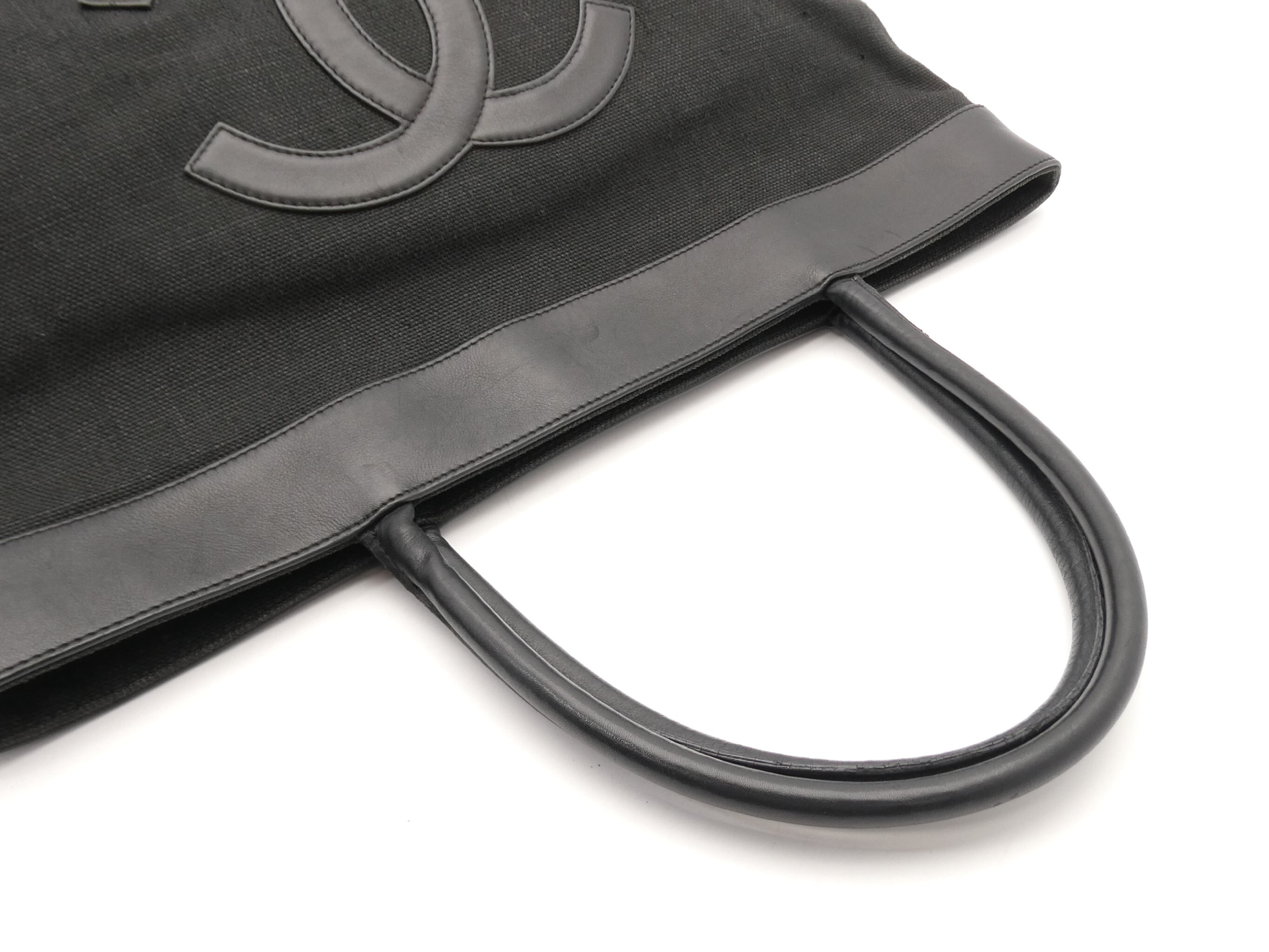 Coco Mark Canvas Leather Tote Bag — view 6