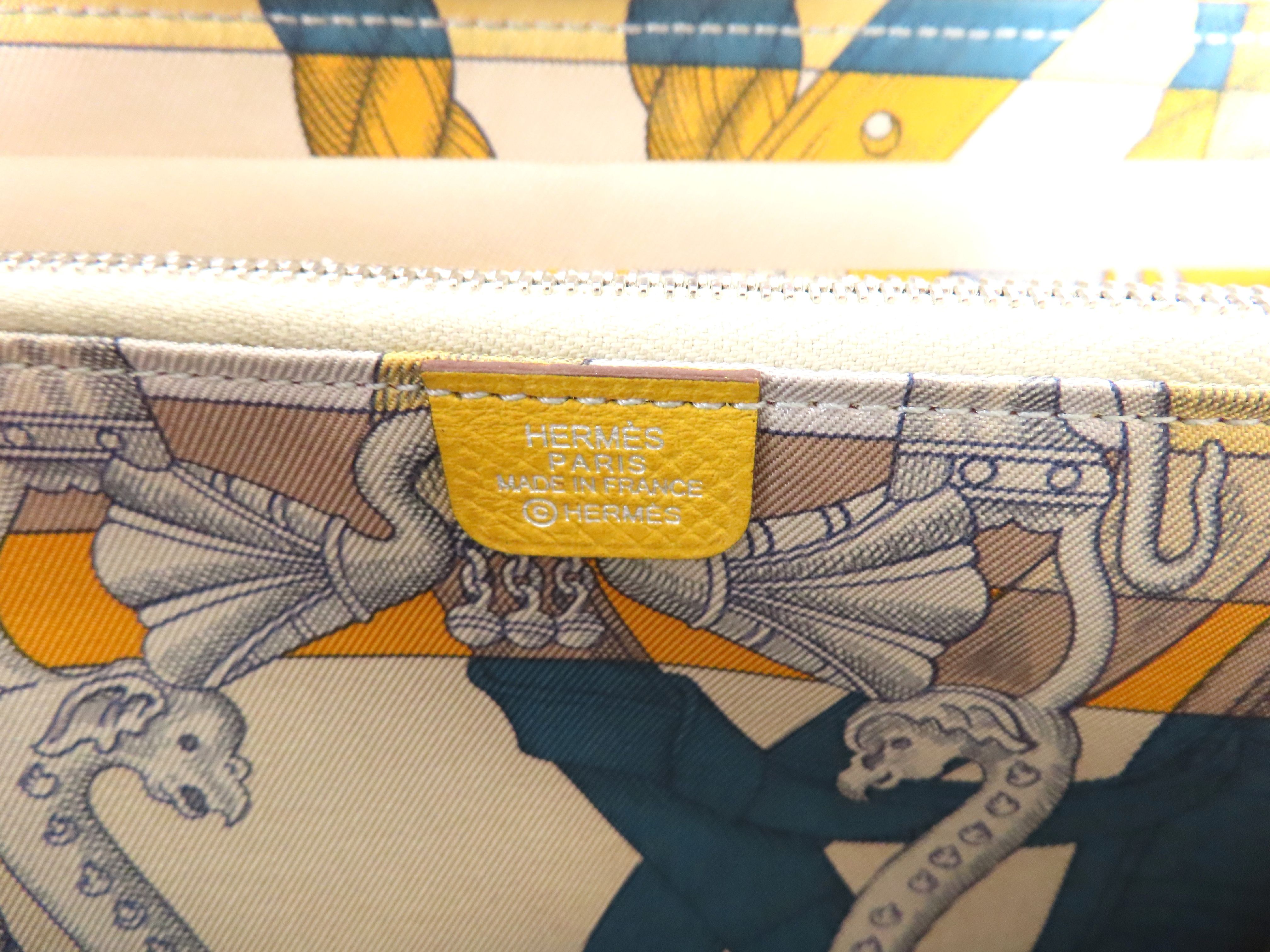 Azap Long Silk In Epsom Leather Wallet, D Stamp, Yellow Leather, Silver Hardware — view 11