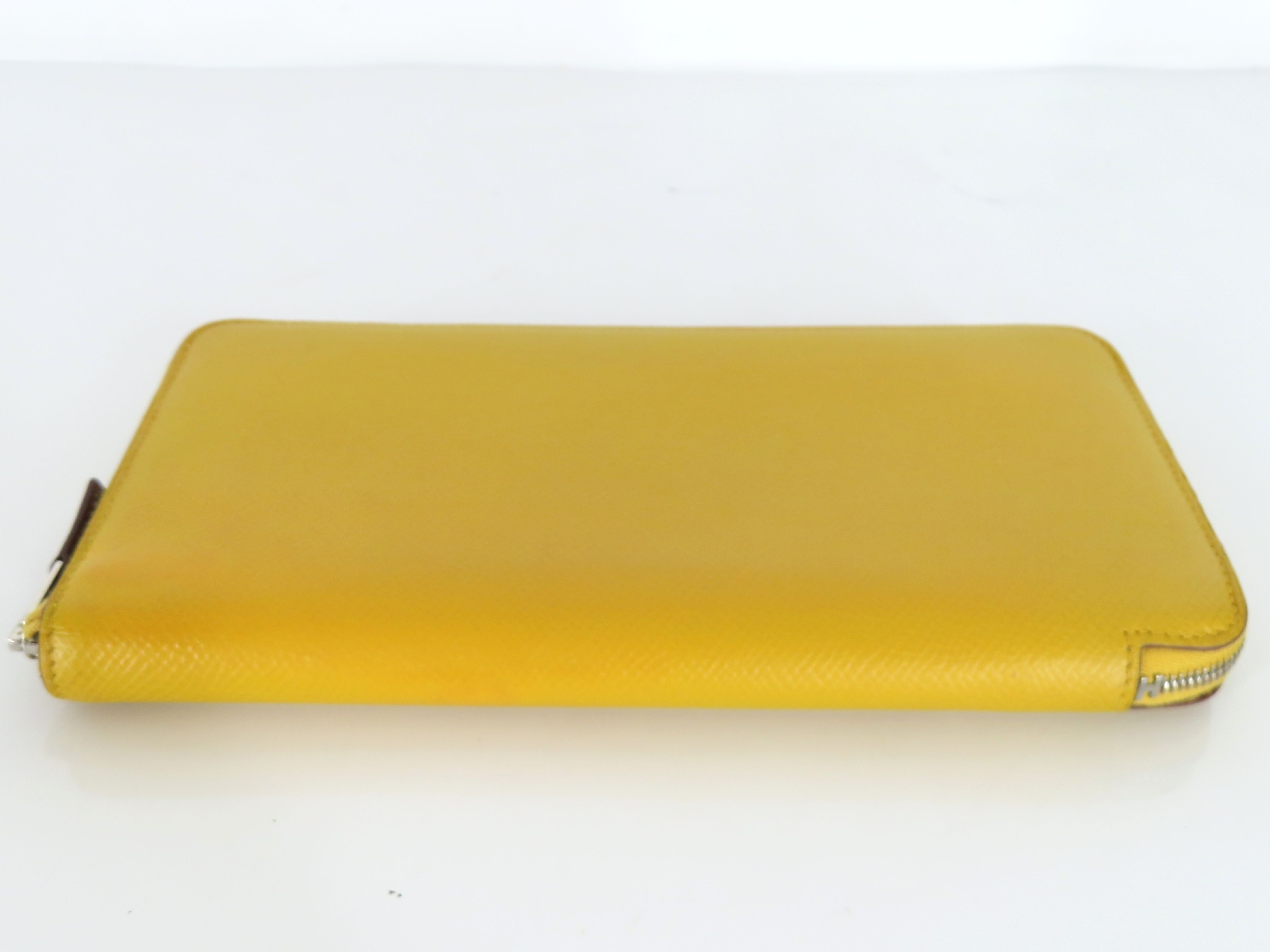 Azap Long Silk In Epsom Leather Wallet, D Stamp, Yellow Leather, Silver Hardware — view 5