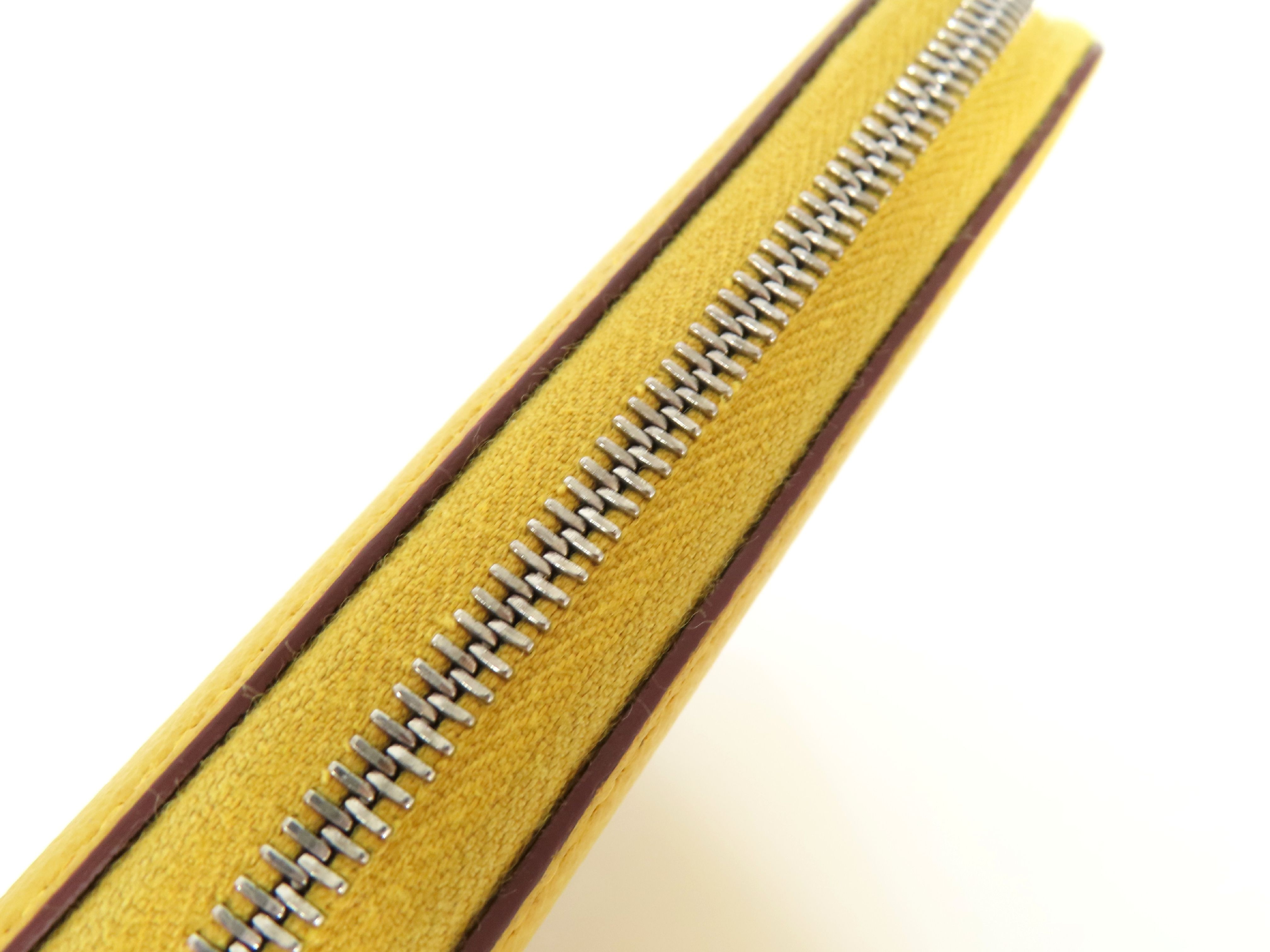 Azap Long Silk In Epsom Leather Wallet, D Stamp, Yellow Leather, Silver Hardware — view 7