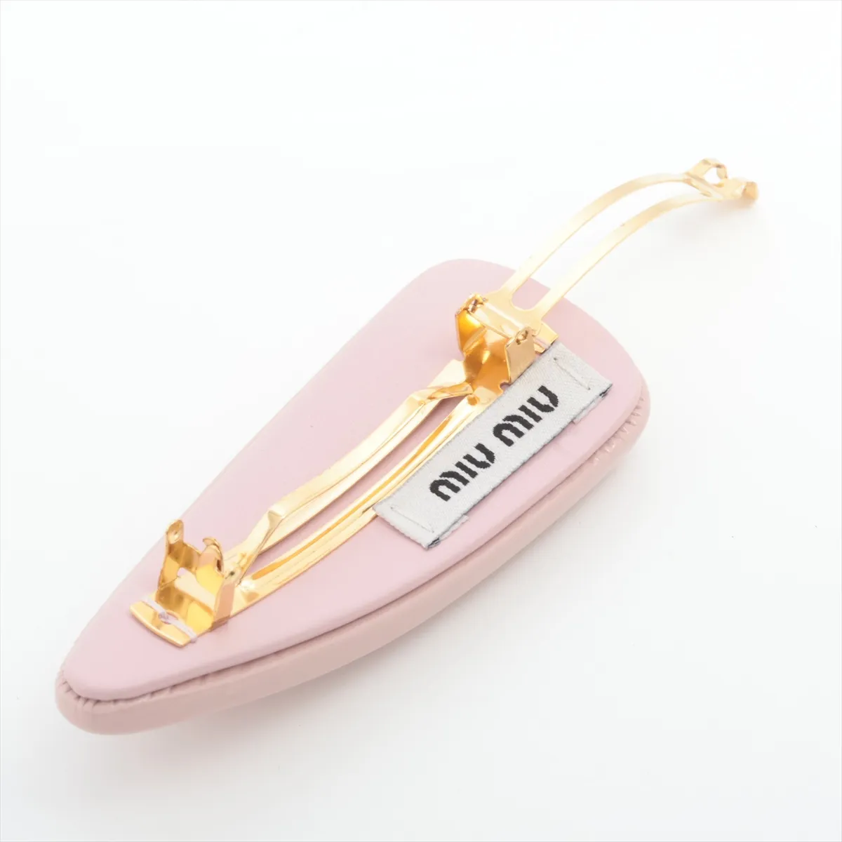 51F092 Logo Barrette, Patent Leather, Pink. Shows signs of wear, — view 3