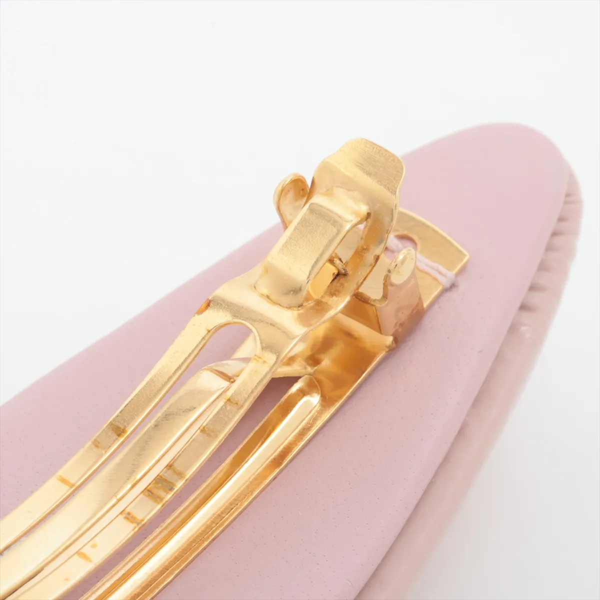 51F092 Logo Barrette, Patent Leather, Pink. Shows signs of wear, — view 4