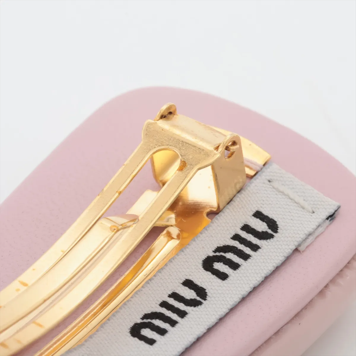 51F092 Logo Barrette, Patent Leather, Pink. Shows signs of wear, — view 5