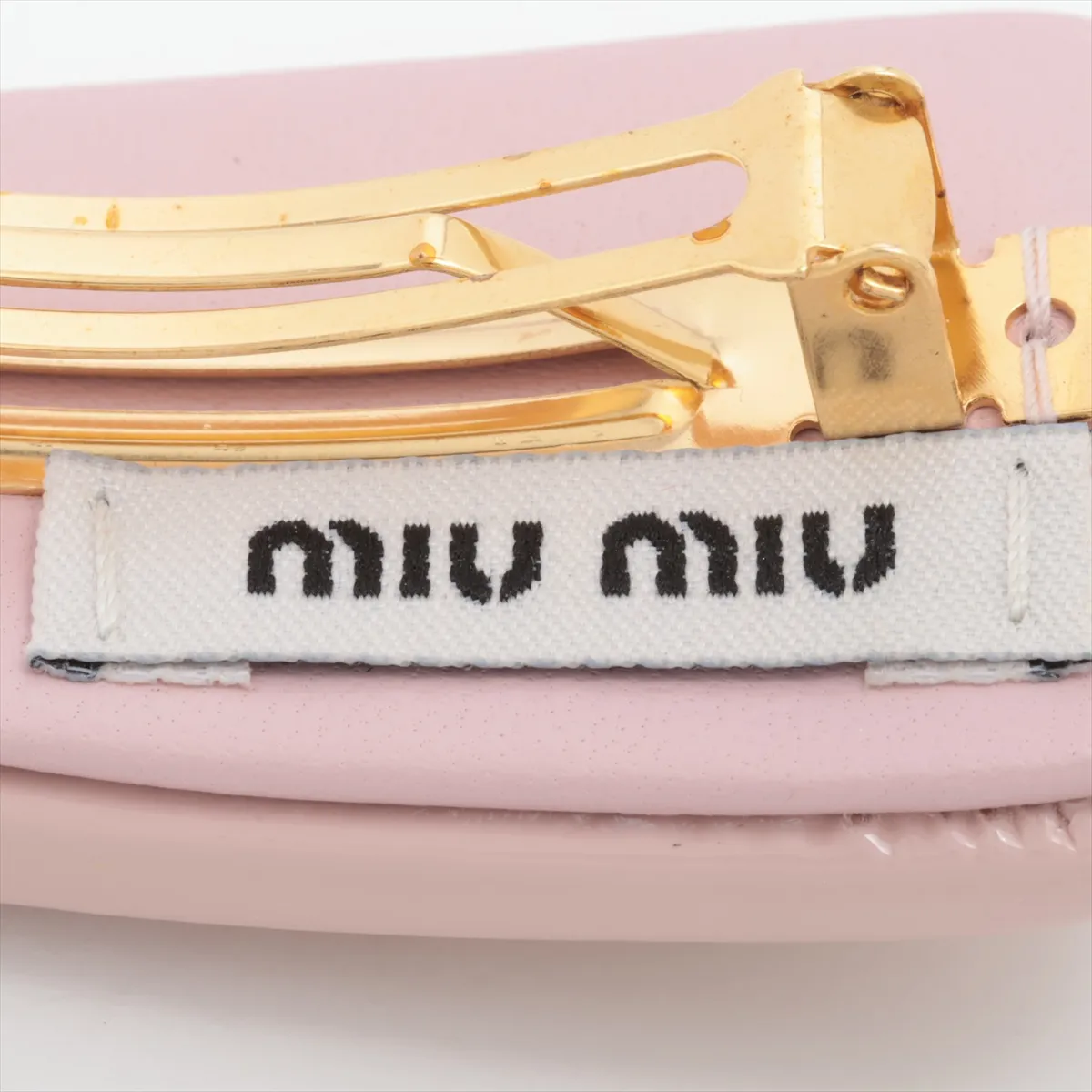 51F092 Logo Barrette, Patent Leather, Pink. Shows signs of wear, — view 6