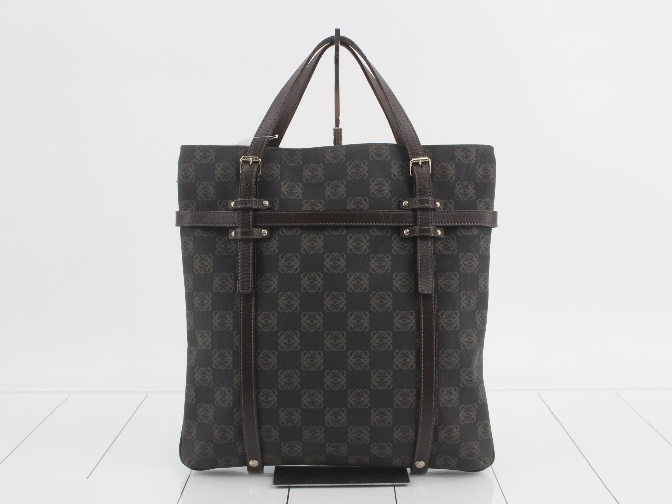 Anagram Tote Bag Repeat - Black/Dark Brown PVC Leather — view 2