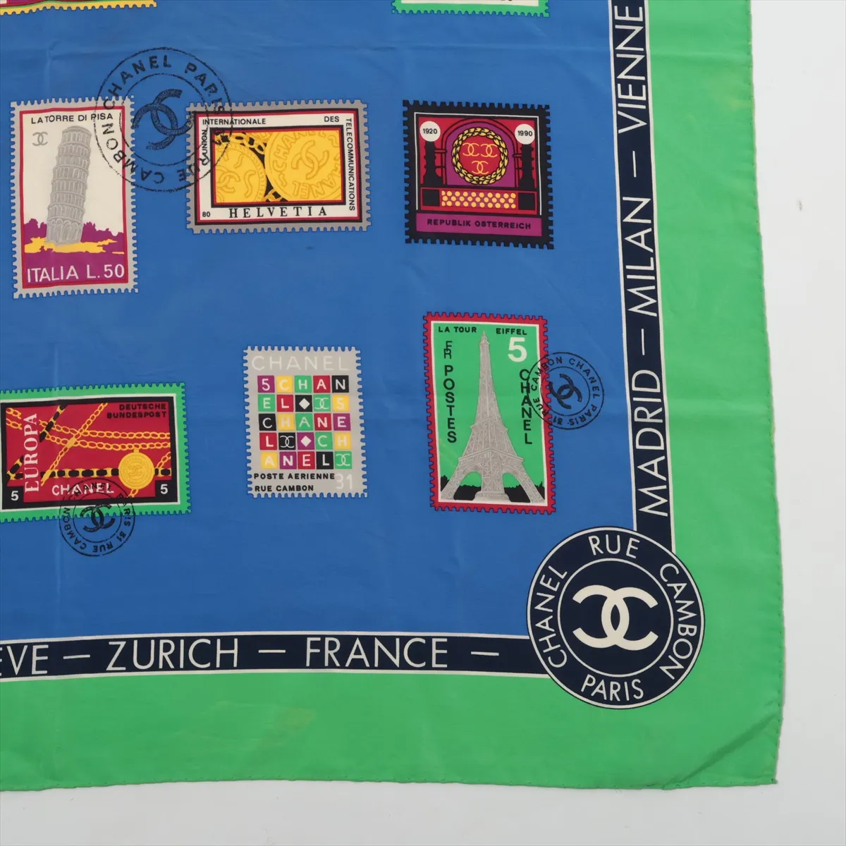 Coco Mark Icon Scarf, Silk, Multicolor. Shows signs of wear, including snags, loose threads, — view 4