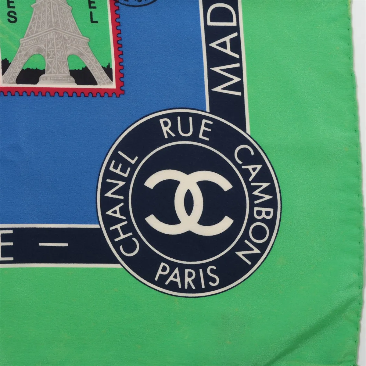 Coco Mark Icon Scarf, Silk, Multicolor. Shows signs of wear, including snags, loose threads, — view 6