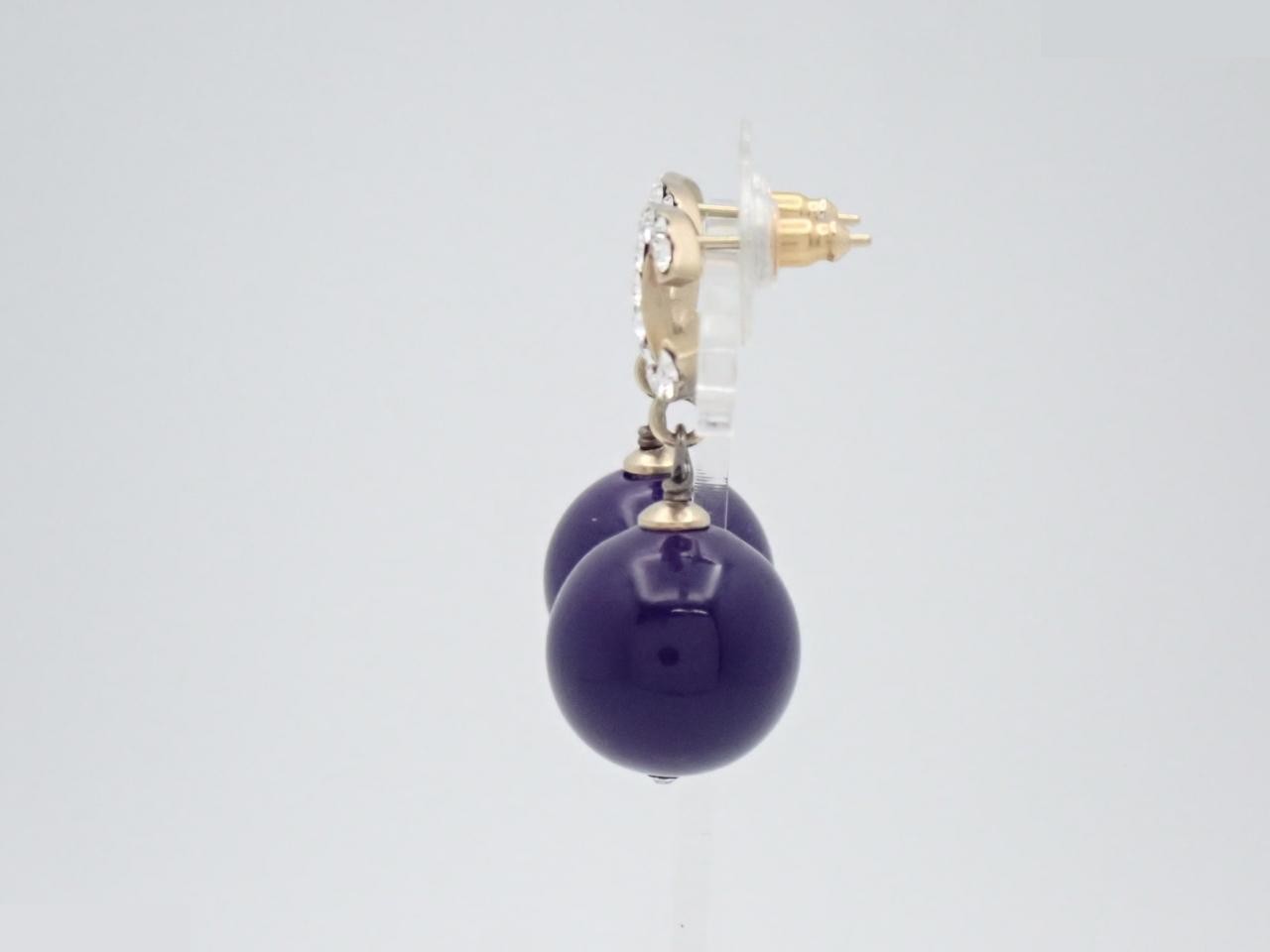 Earrings with Coco Mark design and colored stones — view 3