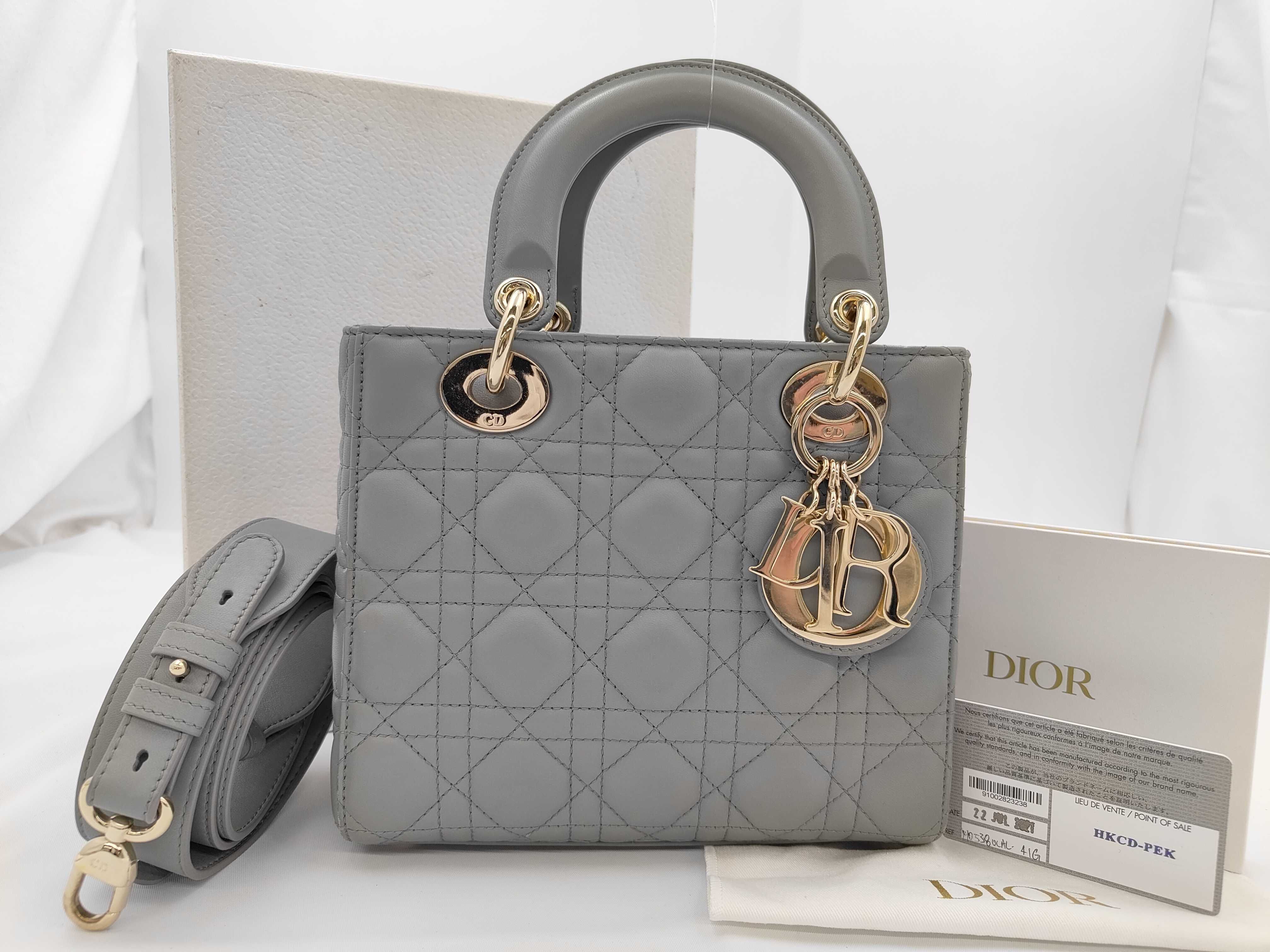 Grey Lambskin Lady ABCDior 2-Way Bag