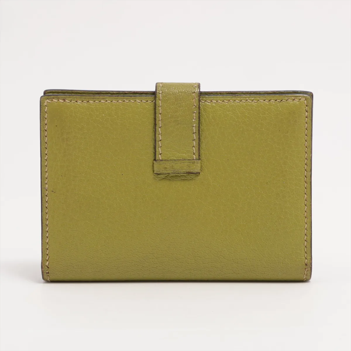 Bearn Compact Chevre Misor Compact Wallet Green Silver Hardware L:2008 — view 2