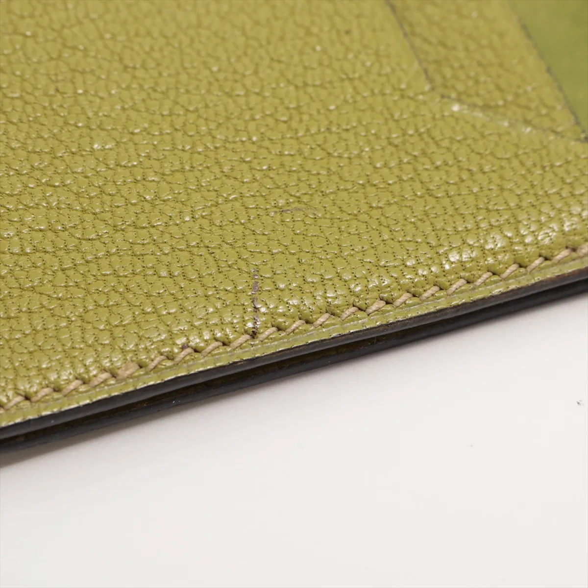 Bearn Compact Chevre Misor Compact Wallet Green Silver Hardware L:2008 — view 7