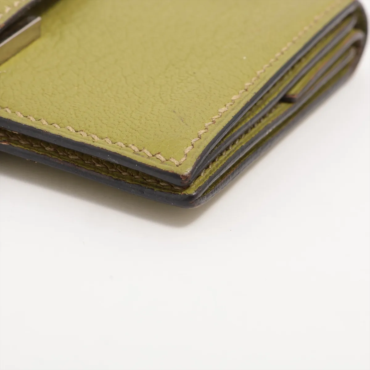 Bearn Compact Chevre Misor Compact Wallet Green Silver Hardware L:2008 — view 8