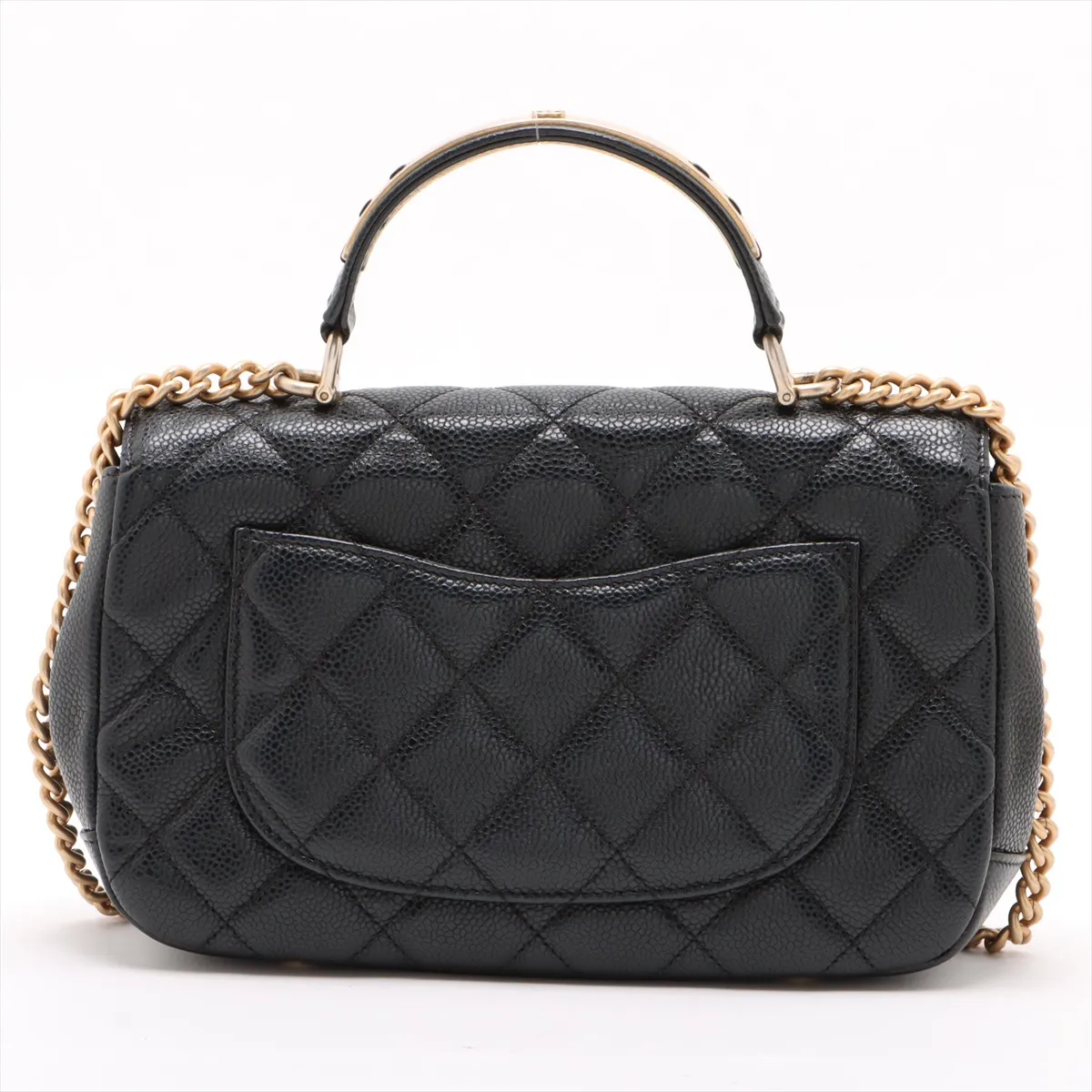 Matelasse caviar skin 2WAY handbag top handle black gold hardware 24492796 24th series — view 2