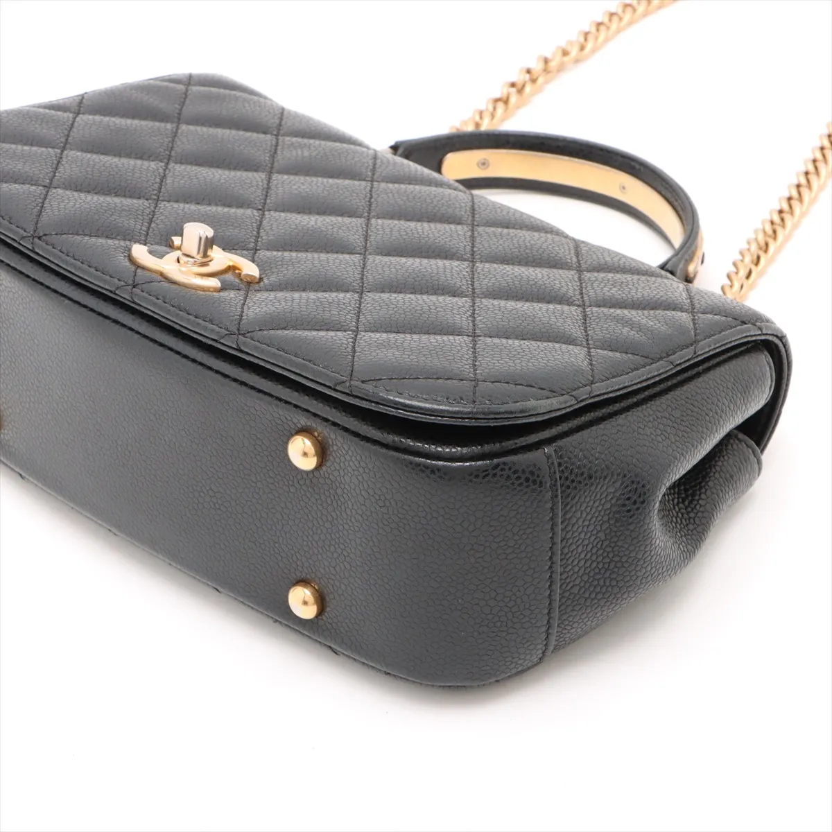Matelasse caviar skin 2WAY handbag top handle black gold hardware 24492796 24th series — view 3