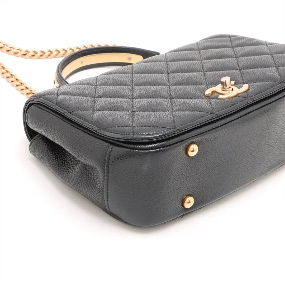 Matelasse caviar skin 2WAY handbag top handle black gold hardware 24492796 24th series — view 4