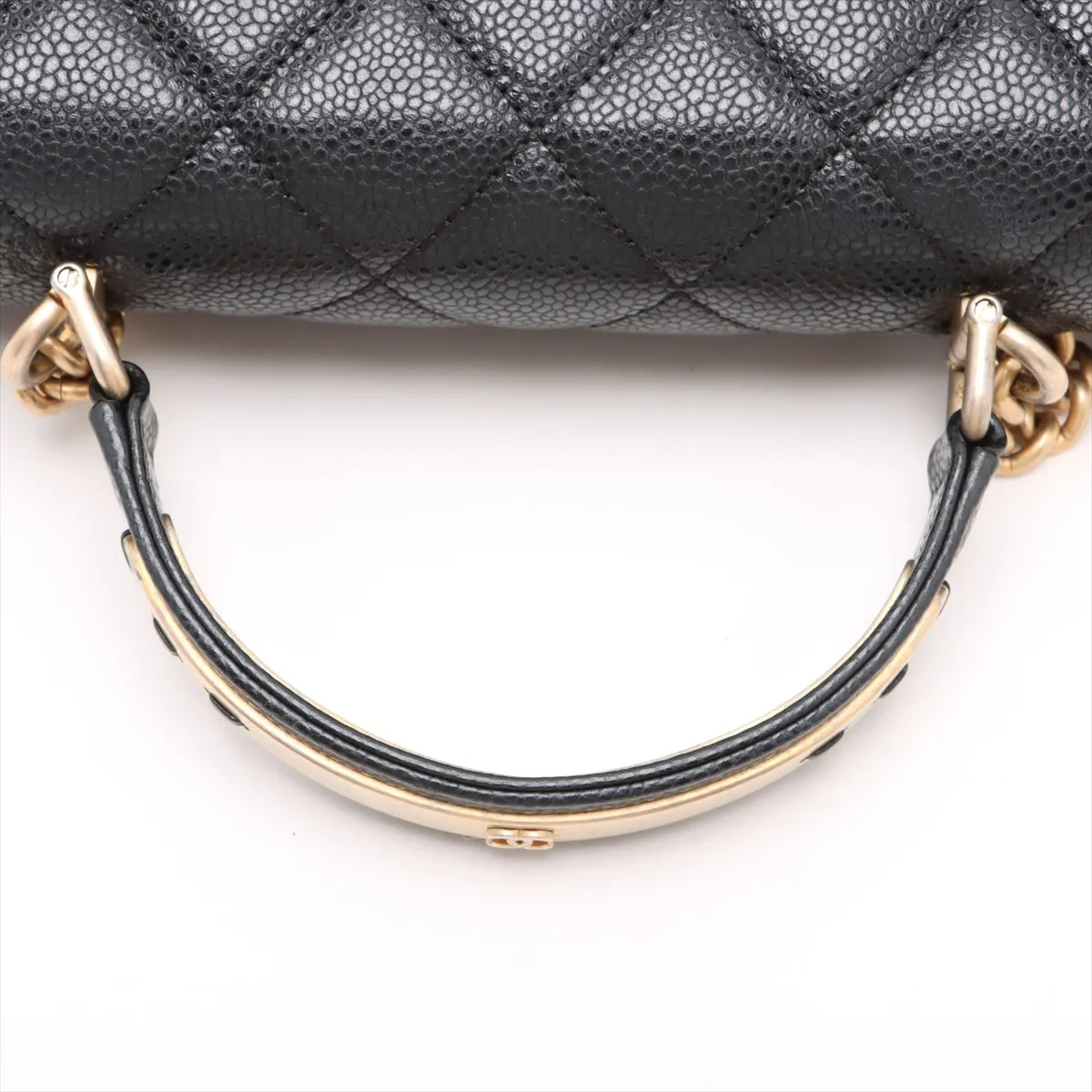 Matelasse caviar skin 2WAY handbag top handle black gold hardware 24492796 24th series — view 5