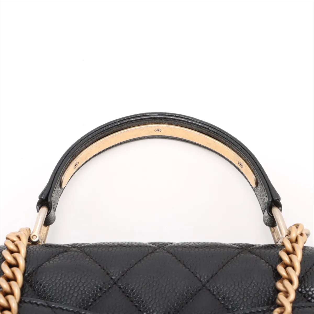 Matelasse caviar skin 2WAY handbag top handle black gold hardware 24492796 24th series — view 6