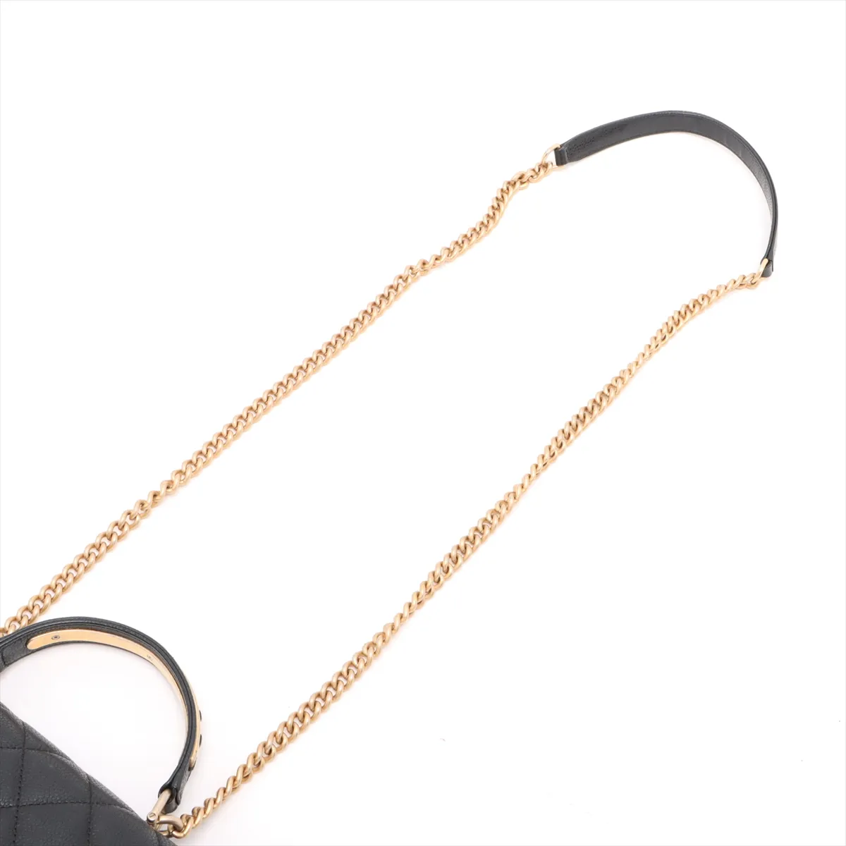 Matelasse caviar skin 2WAY handbag top handle black gold hardware 24492796 24th series — view 7
