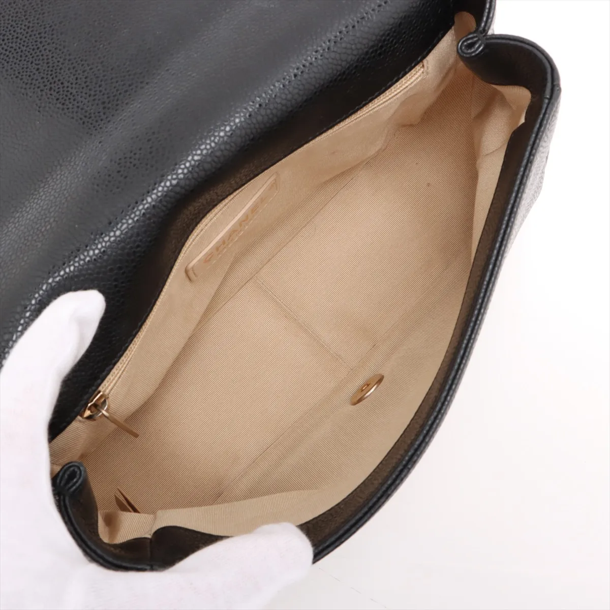 Matelasse caviar skin 2WAY handbag top handle black gold hardware 24492796 24th series — view 8