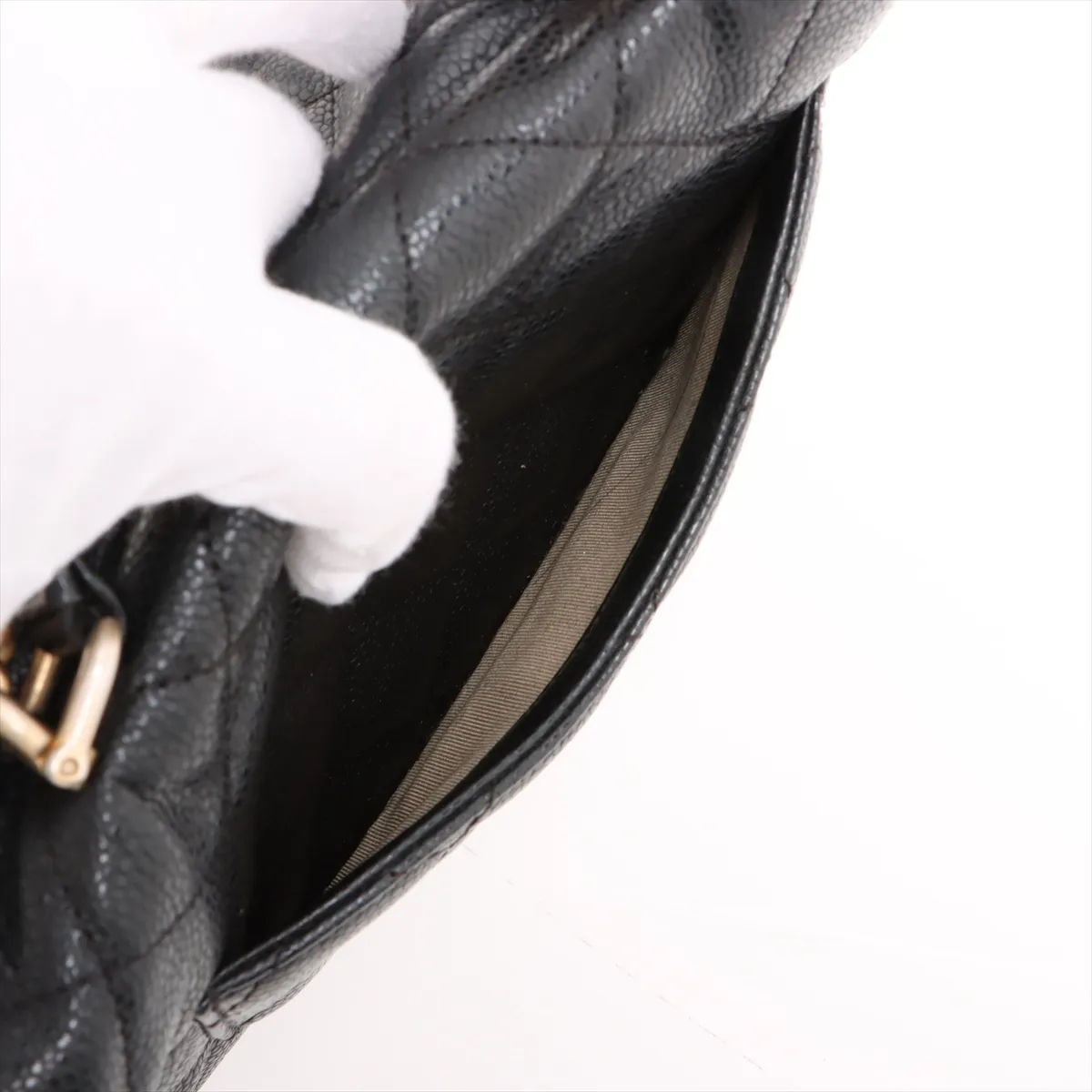 Matelasse caviar skin 2WAY handbag top handle black gold hardware 24492796 24th series — view 10