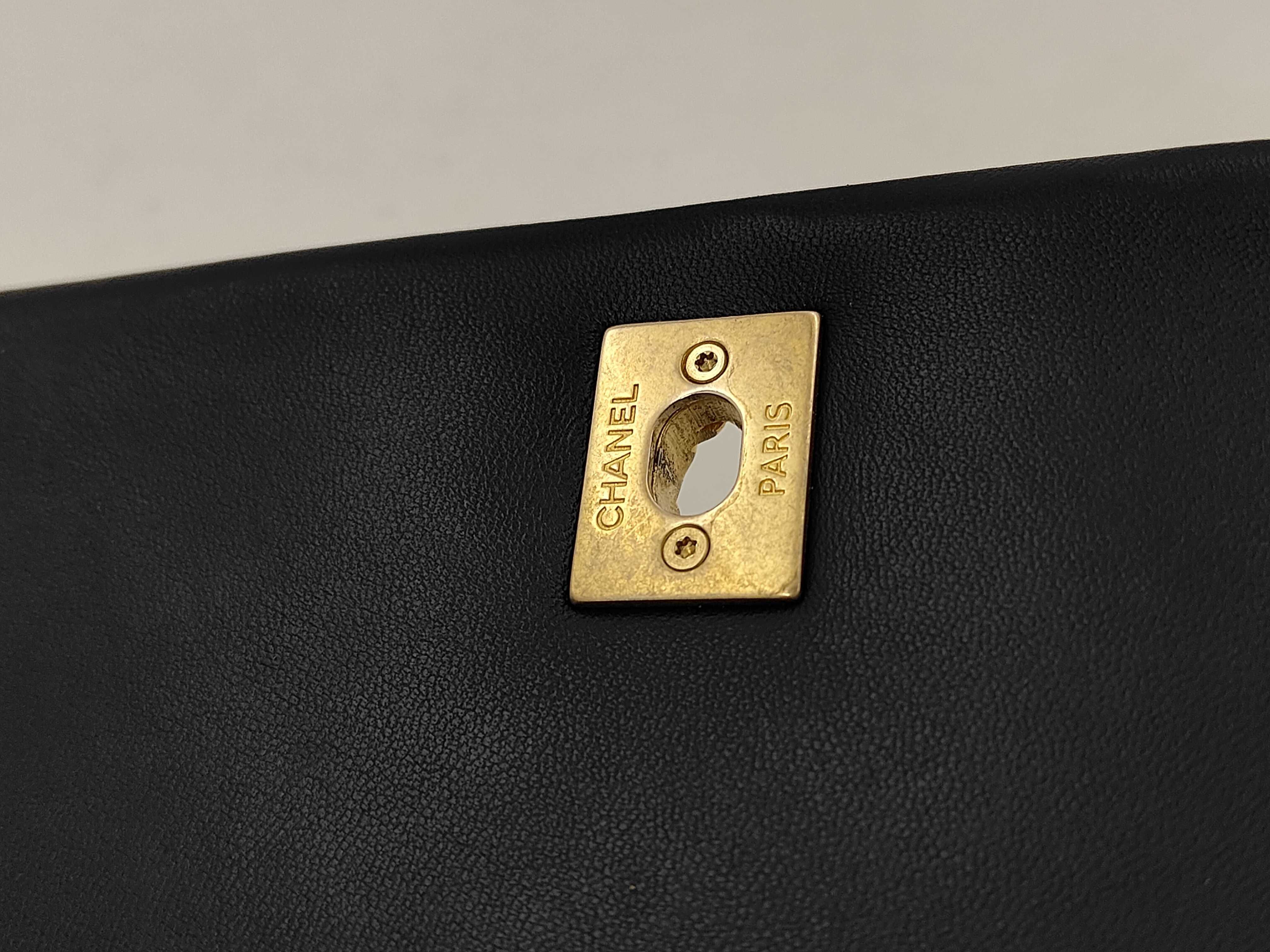 Matelassé Top Handle Flap Bag, Black Lambskin, Gold Hardware, Shoulder Bag — view 12